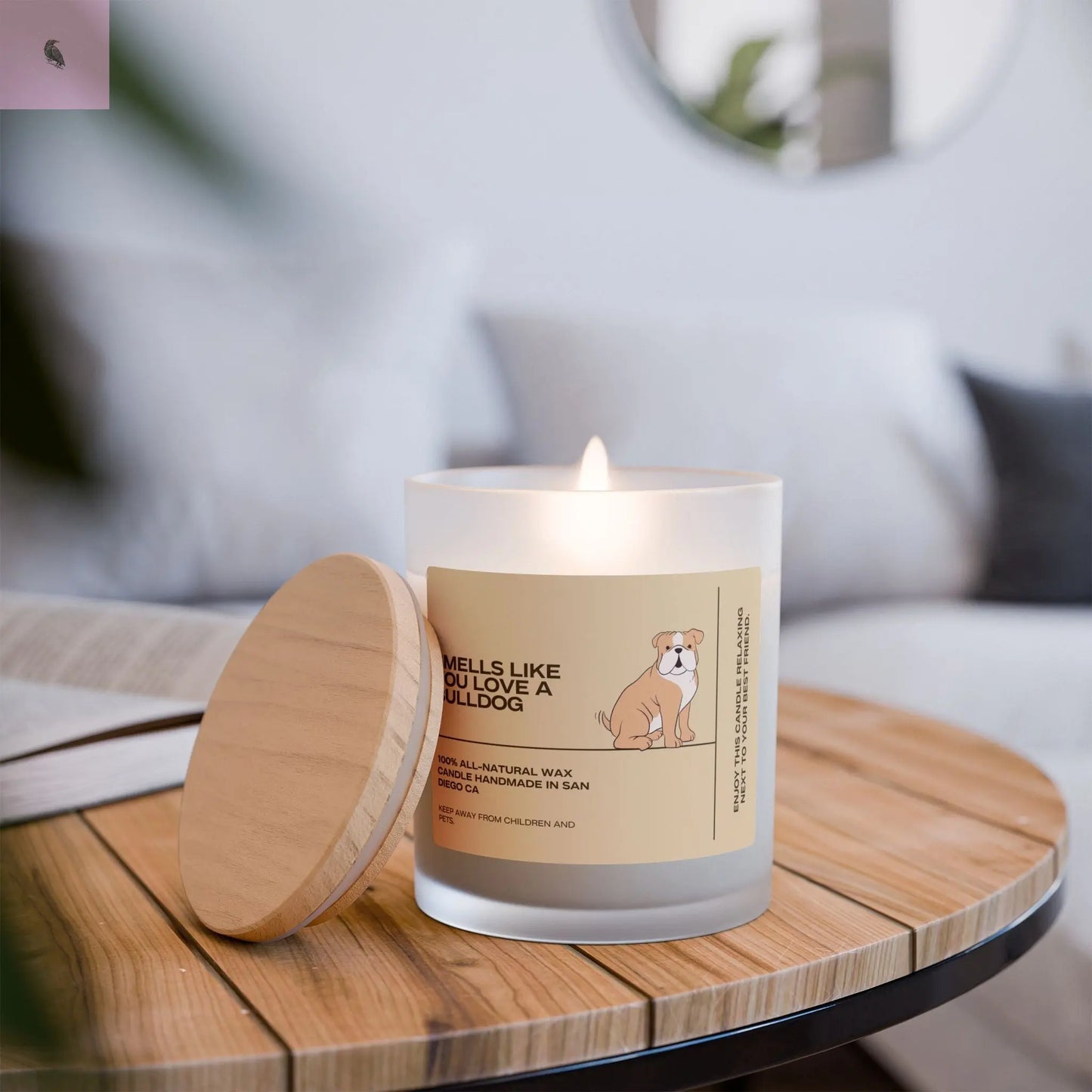 Glass Candle - Bull Dog Lover The flirty crow