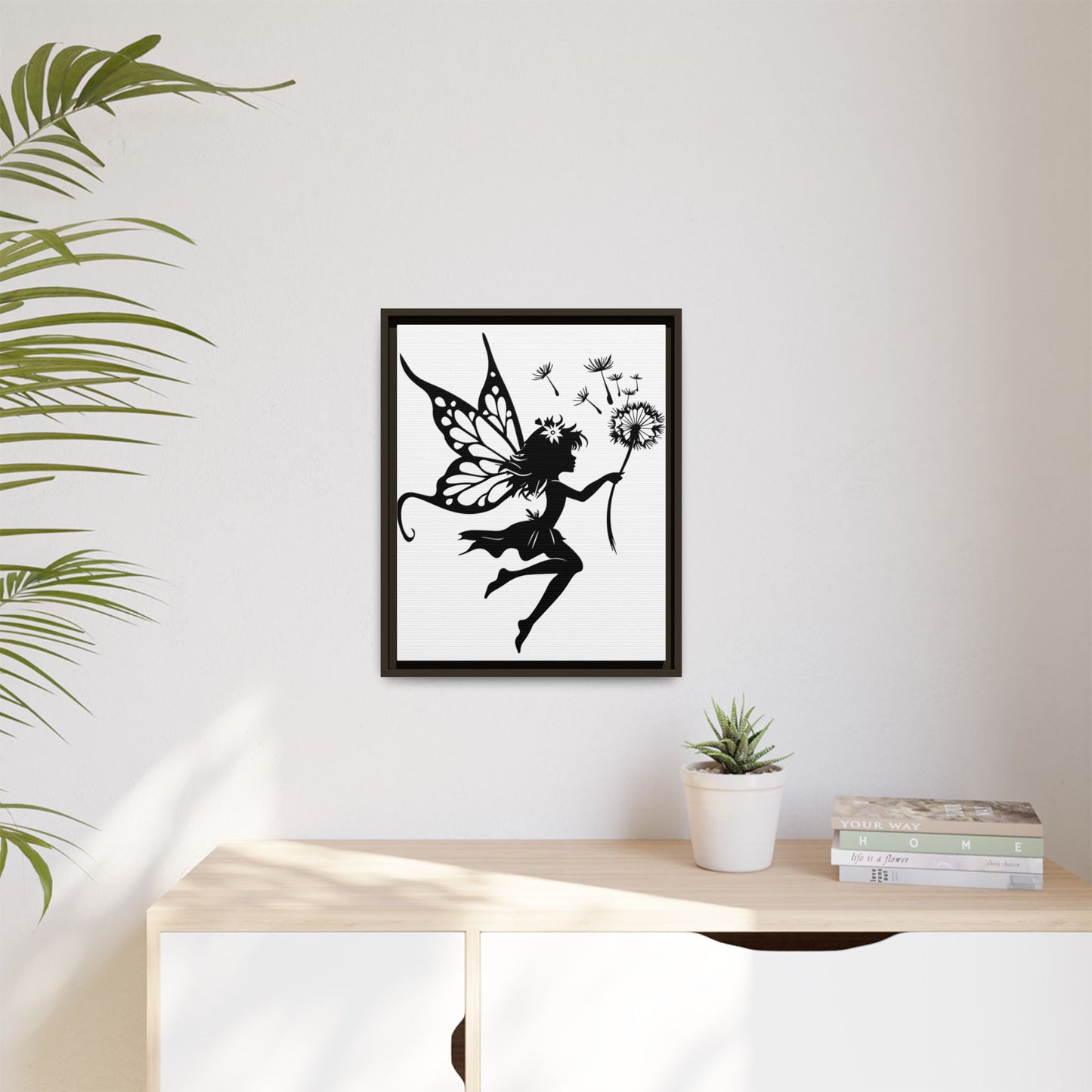 Framed Canvas Fairy Art, whimsical wall decor, nursery room art, gift for her - The flirty crow