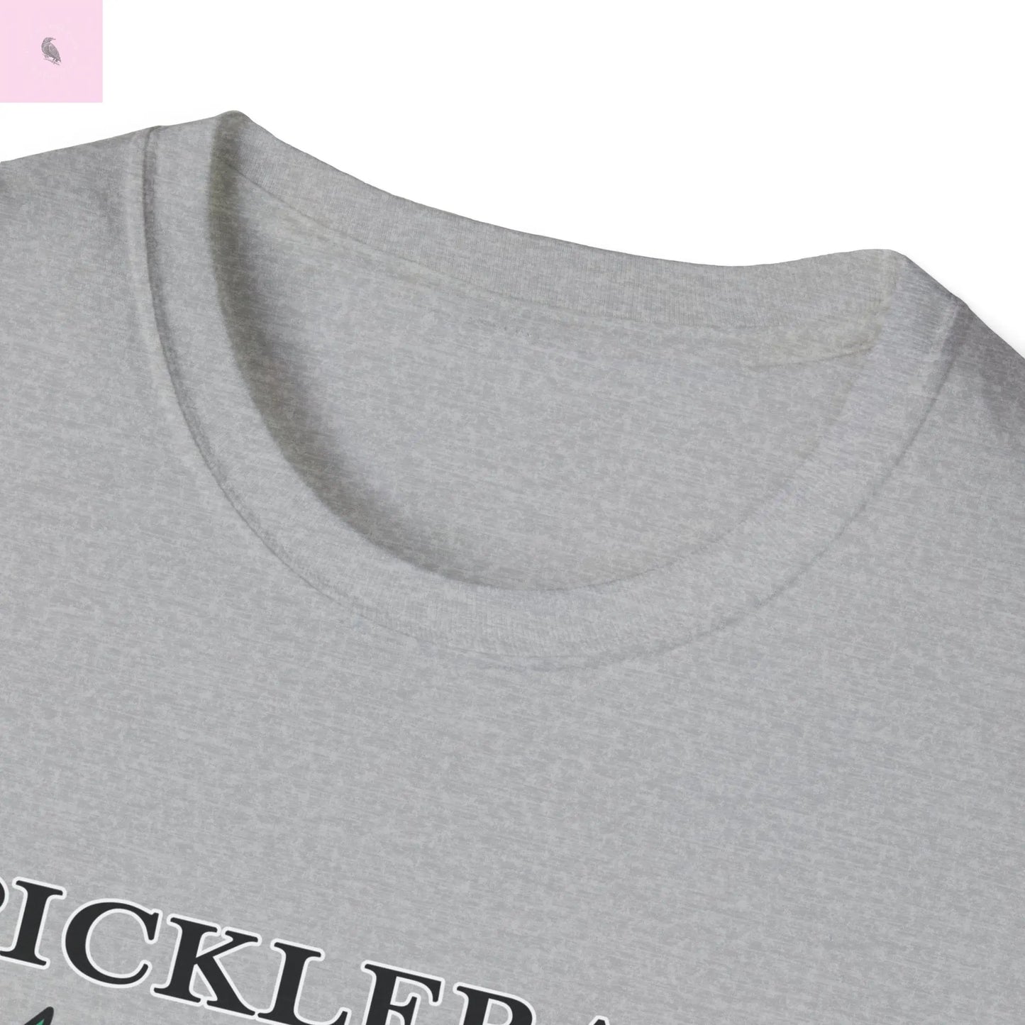 Pickleball women's tshirt. Pink & gray comfy & flattering cotton tee the flirty crow