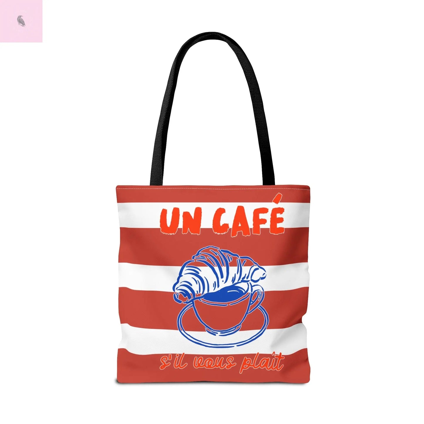 Café Tote Bag, Coffee Lover's bag, Croissant lover, Gift for her, Grocery tote, farmers market , Traveler gift, Artisan Design The flirty crow