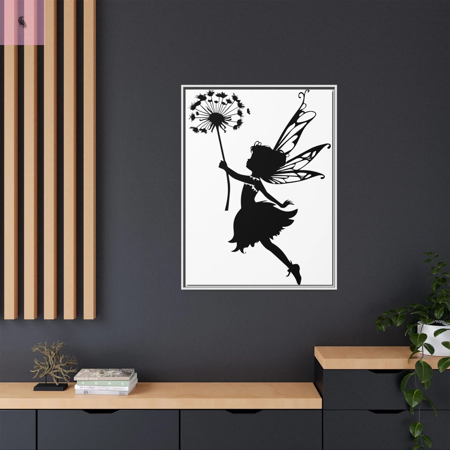 Framed canvas Fairy Silhouette Wall Art, Fairy lover Home Decor, Whimsical Framed Canvas, Fairy Gift, Kids Room Decoration, Nursery Art The flirty crow