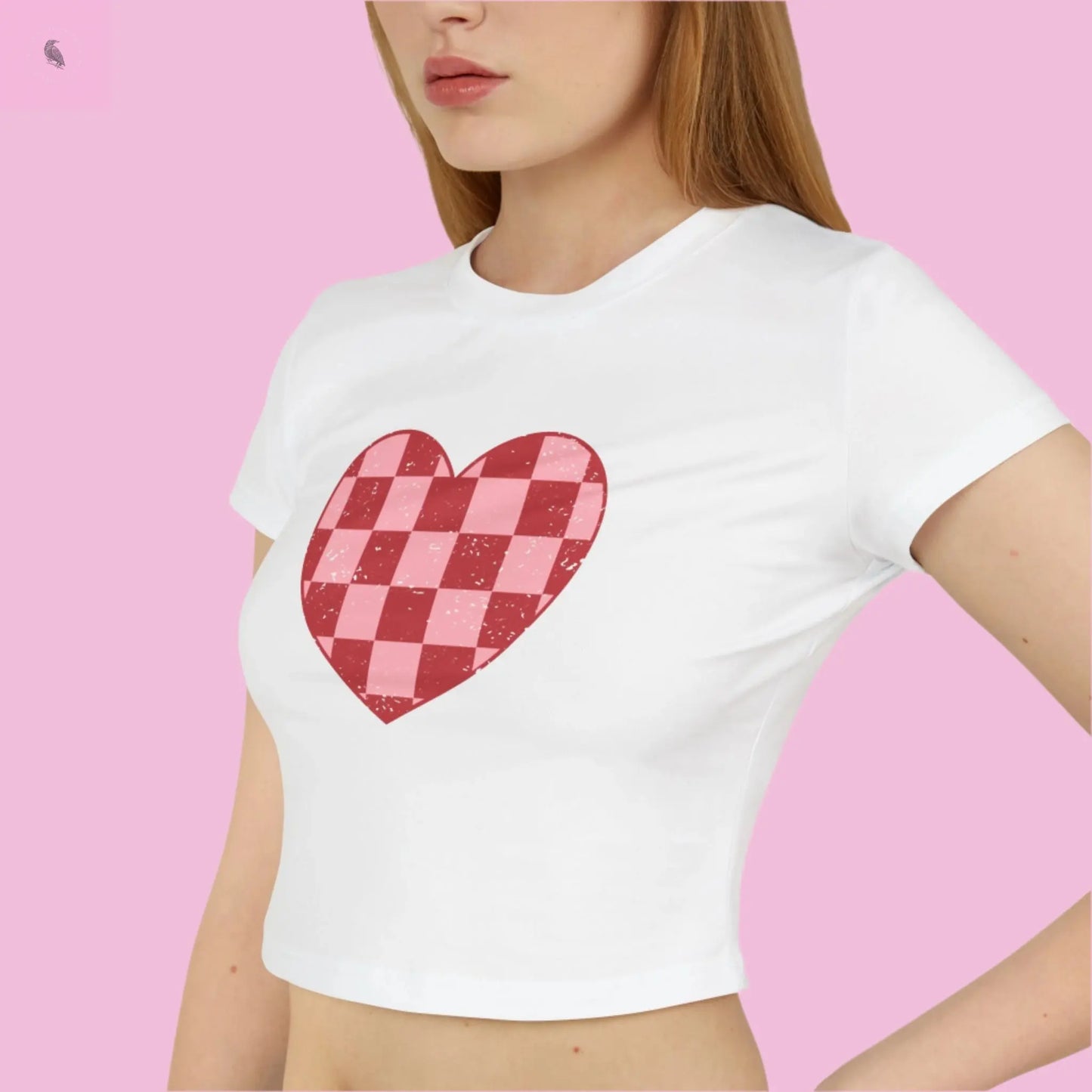 Checkered Heart Women's Baby Tee - Cute & Casual Love Shirt The flirty crow