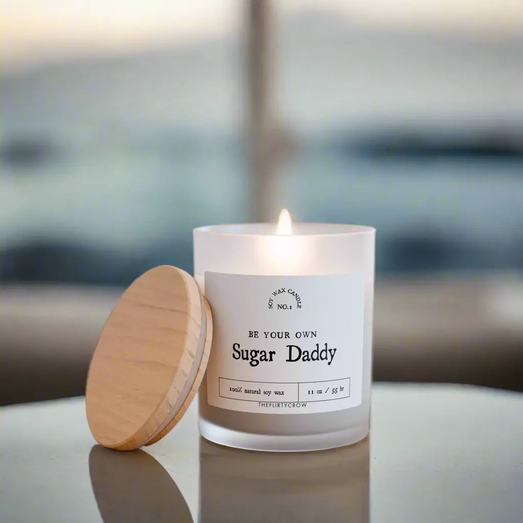 Glass Candle, Sugar Daddy 11oz the flirty crow