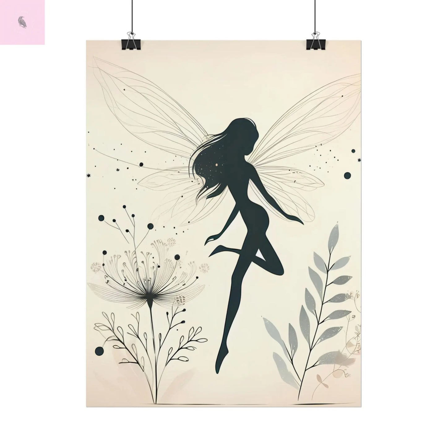 Elegant Fairy Silhouette Rolled Poster - Enchanting Wall Art for Home Decor The flirty crow