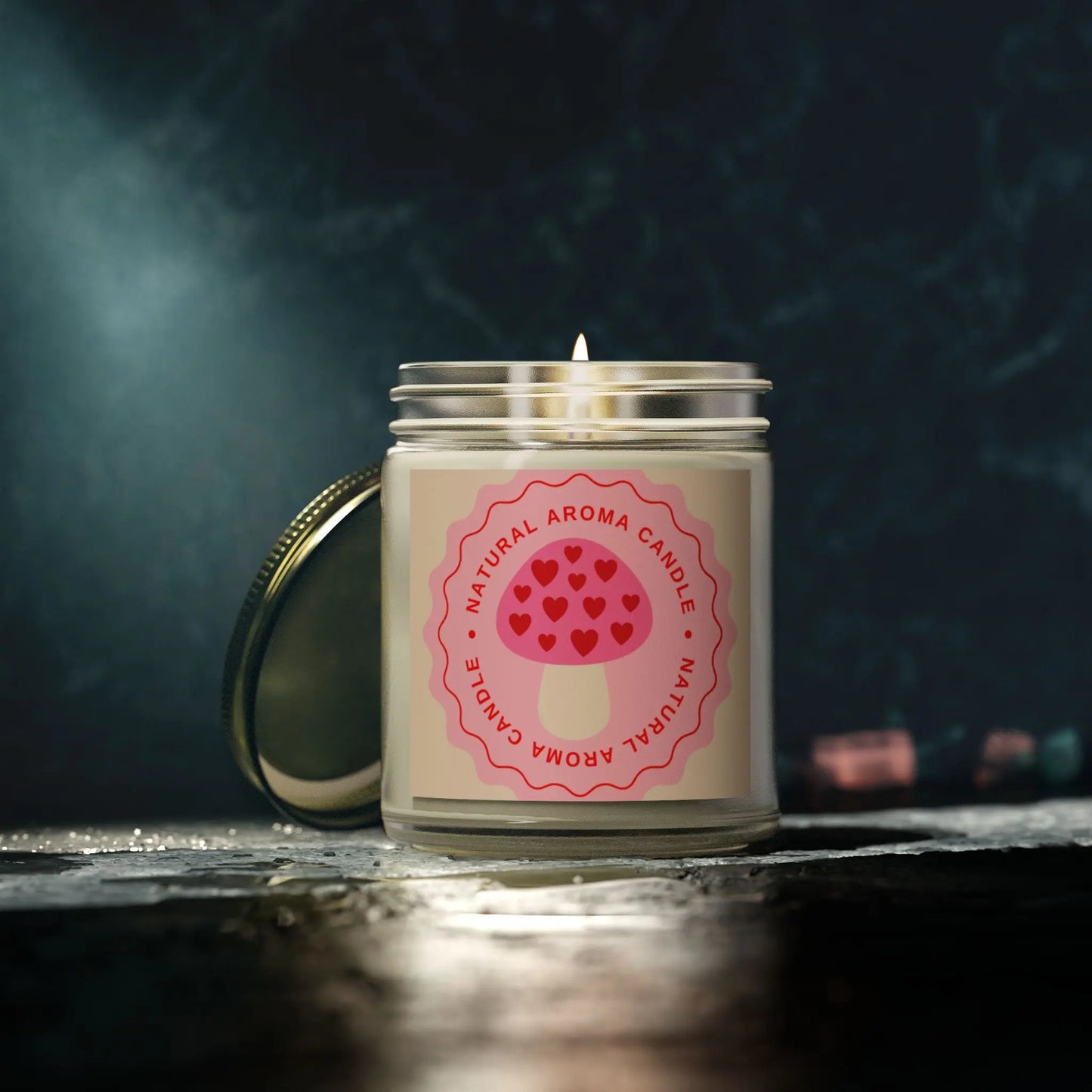 Mushroom retro Scented Candles, Coconut Apricot Wax (4oz, 9oz) the flirty crow