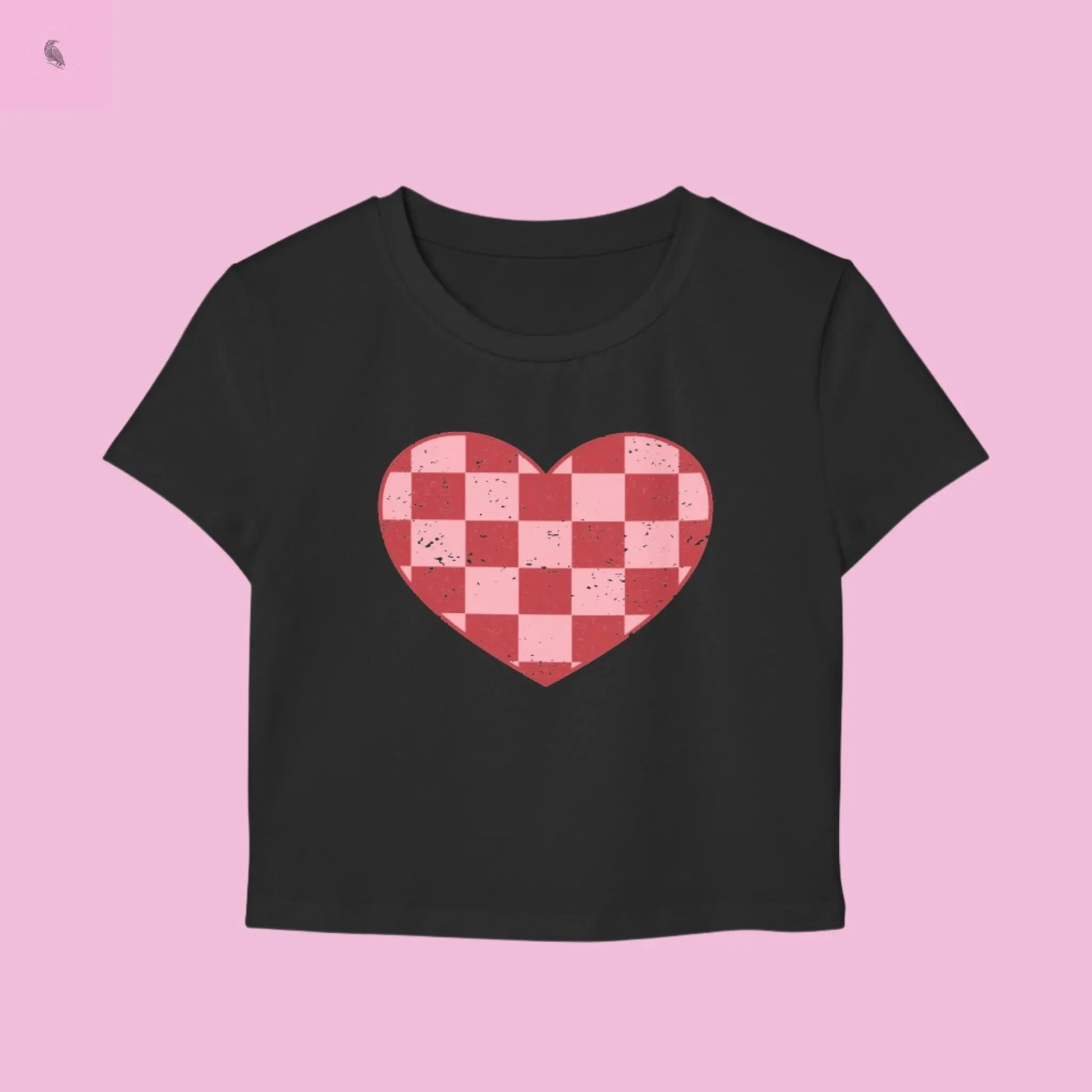 Checkered Heart Women's Baby Tee - Cute & Casual Love Shirt The flirty crow