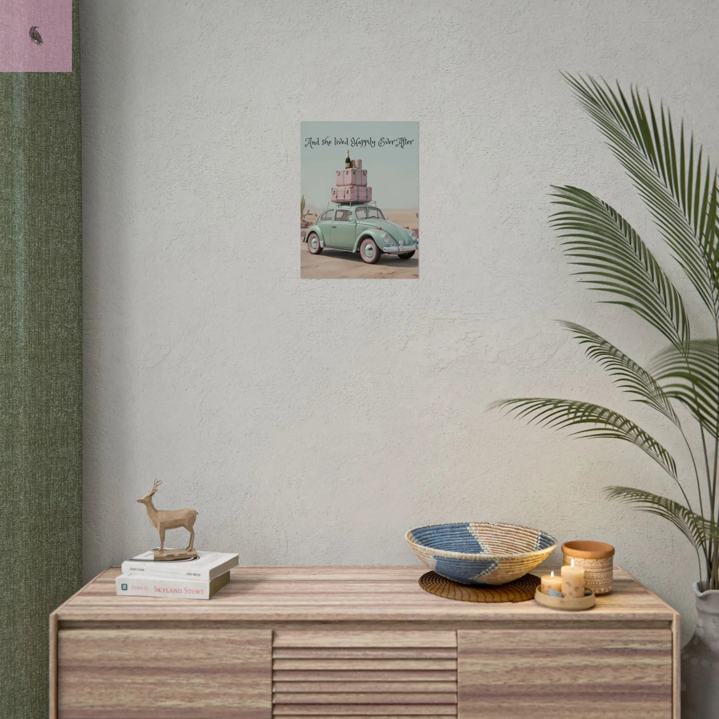 Happily Ever After Vintage Car Poster, Traveler wall print, Travel Wall Art, Wanderlust poster , Boho Home Accents, Gift for Travelers Printify