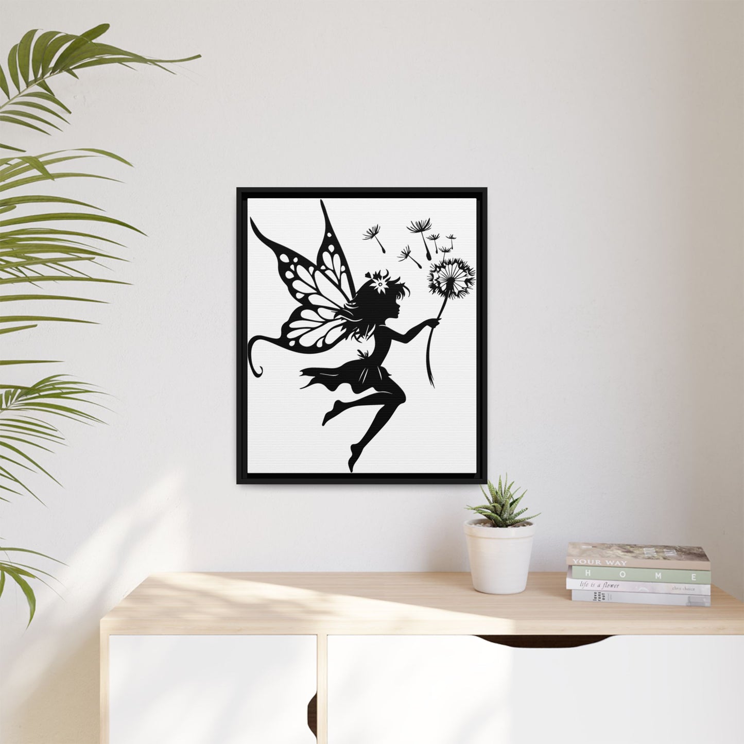 Framed Canvas Fairy Art, whimsical wall decor, nursery room art, gift for her - The flirty crow