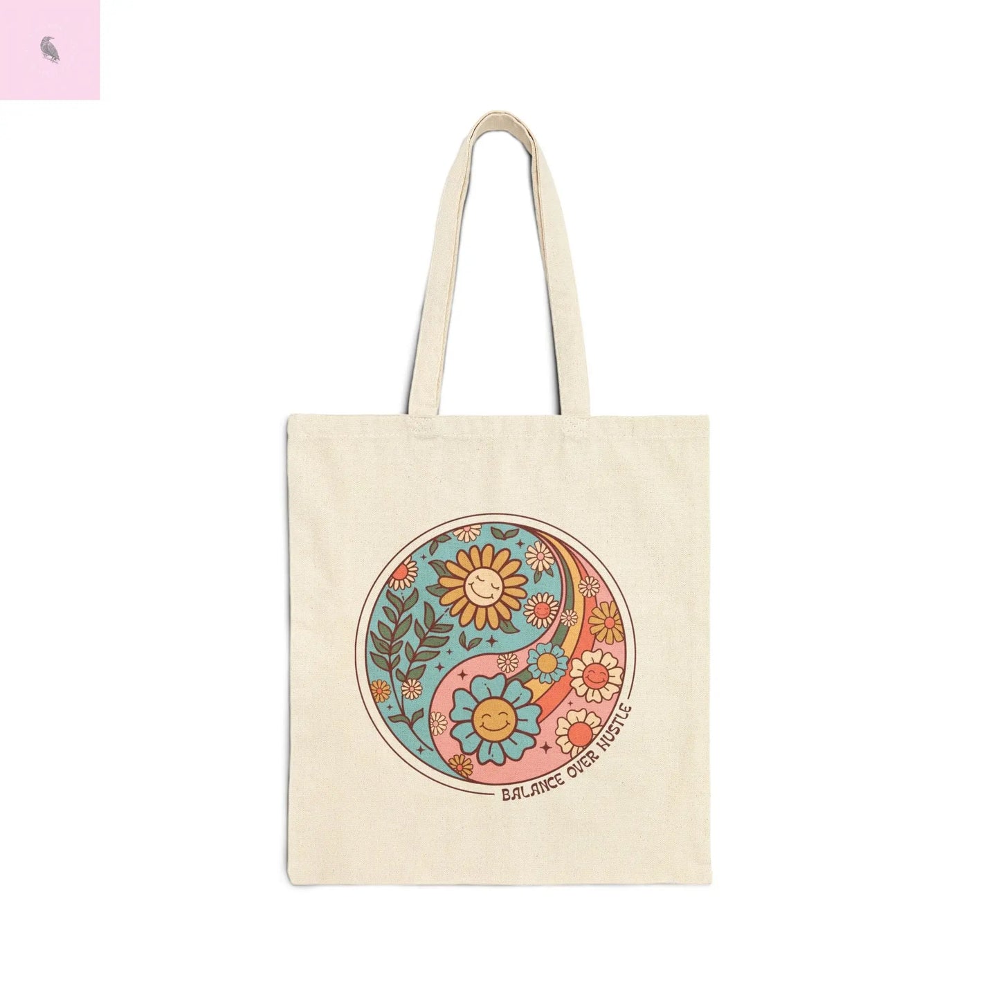 Balance over hustle retro fun Cotton Canvas Tote Bag the flirty crow