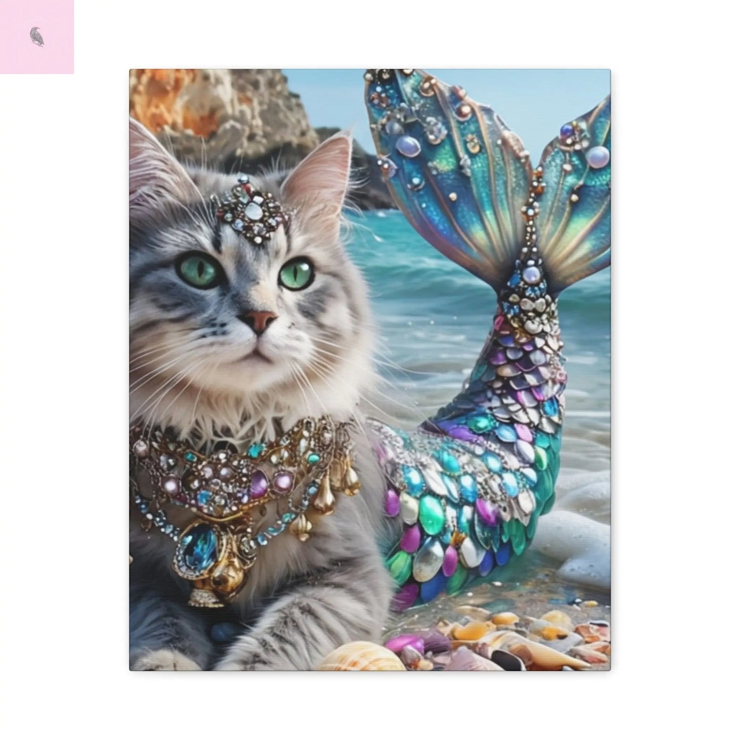 Mermaid Cat Canvas Art, Whimsical Cat Home Decor, Pet Lover Gift, Fantasy Wall Art, Ocean Room Decoration, Animal Lover Gift Cat lovers decor Printify