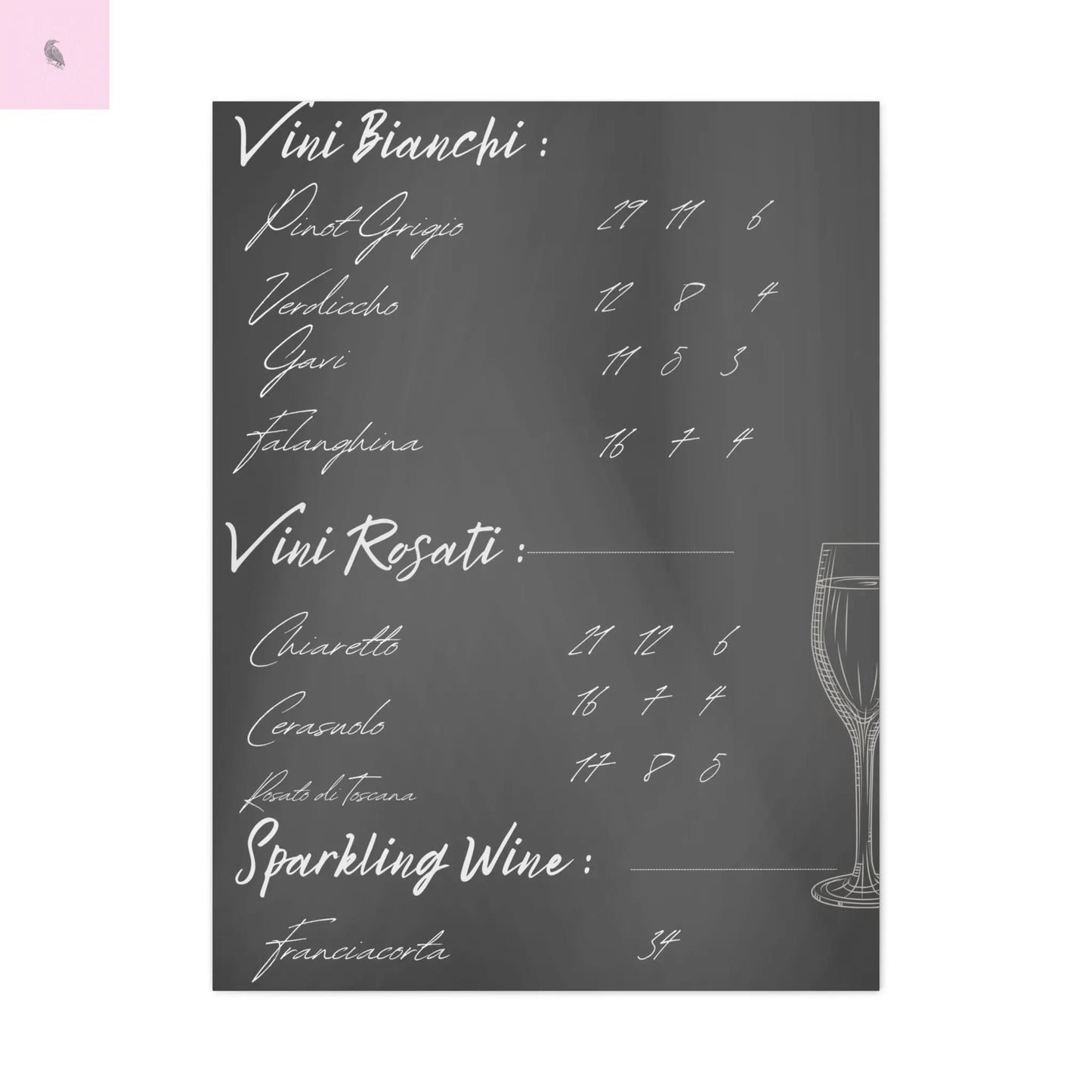 Chalkboard Wine Menu, Italian wine Canvas Art, Bar Decor, Wine List Wall Art, Kitchen Decor, Wine Lover Gift, Italian wine lover Printify