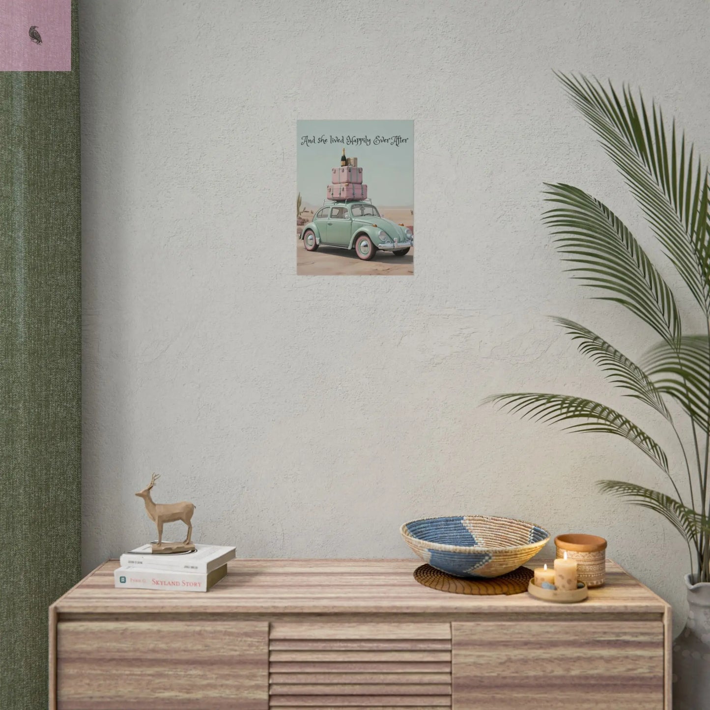 Happily Ever After Vintage Car Poster, Traveler wall print, Travel Wall Art, Wanderlust poster , Boho Home Accents, Gift for Travelers Printify