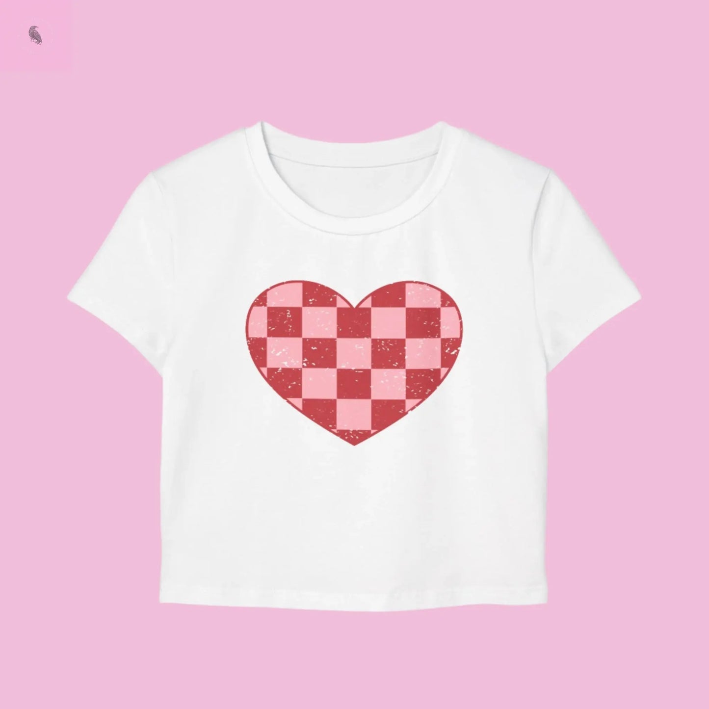 Checkered Heart Women's Baby Tee - Cute & Casual Love Shirt The flirty crow