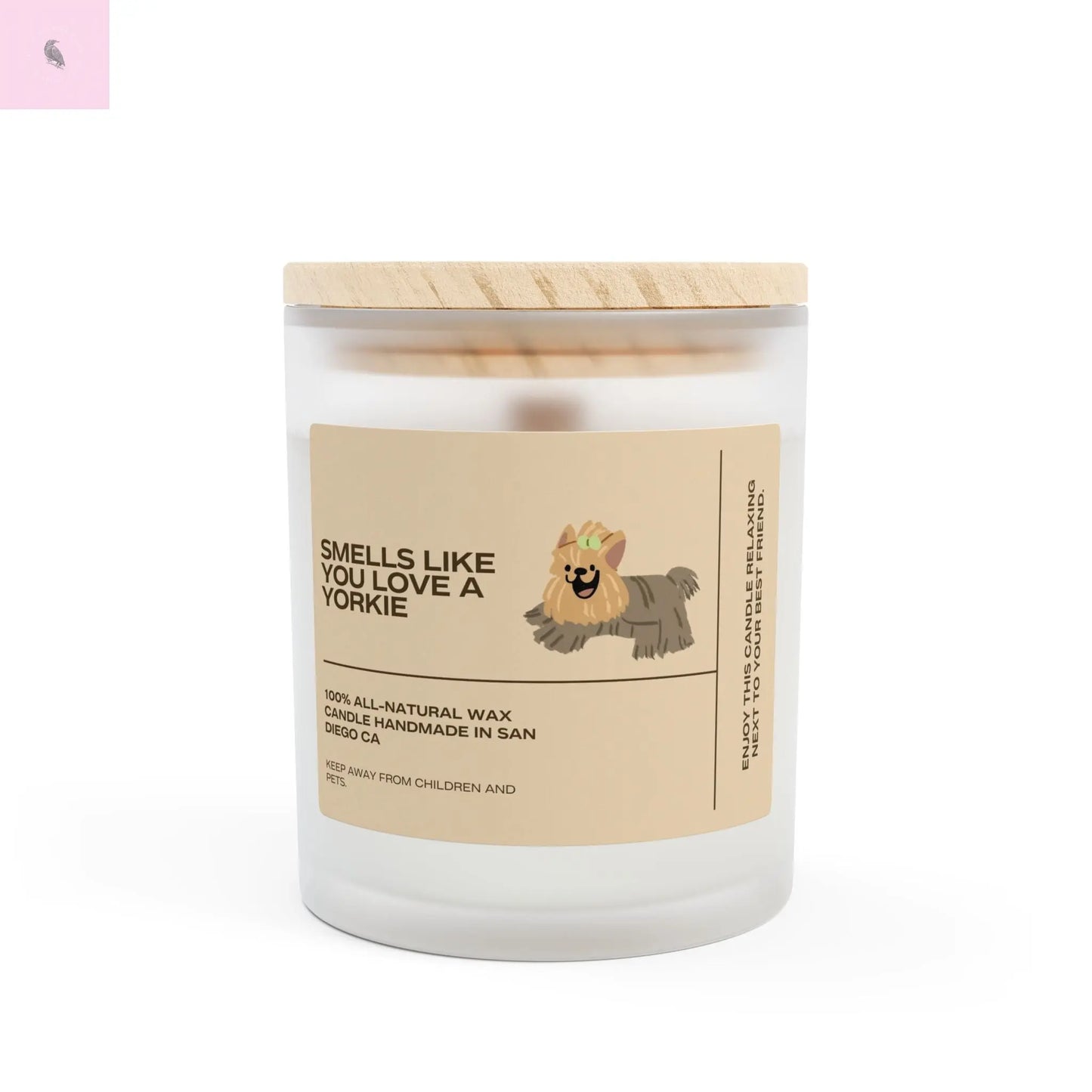 Yorkshire Terrier dog lovers glass Candle the flirty crow