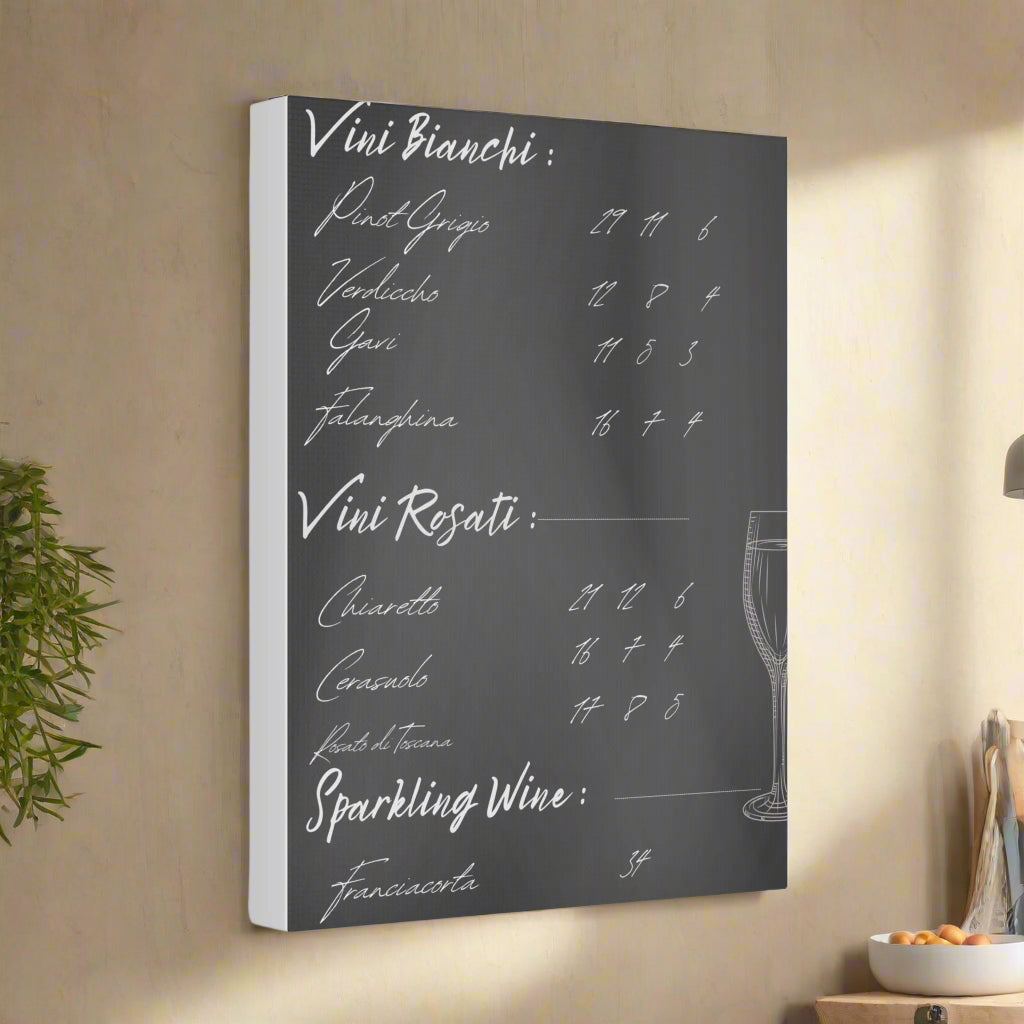 Chalkboard Wine Menu, Italian wine Canvas Art, Bar Decor, Wine List Wall Art, Kitchen Decor, Wine Lover Gift, Italian wine lover Printify