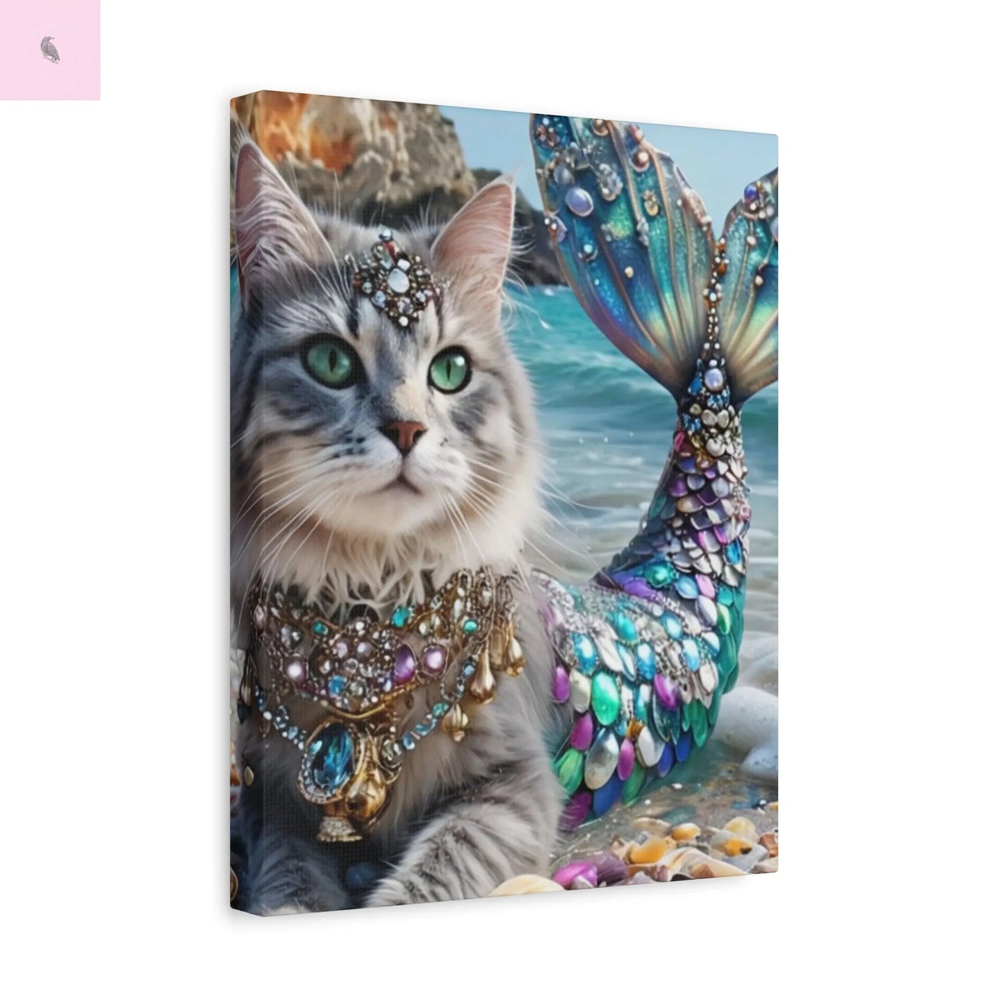 Mermaid Cat Canvas Art, Whimsical Cat Home Decor, Pet Lover Gift, Fantasy Wall Art, Ocean Room Decoration, Animal Lover Gift Cat lovers decor Printify
