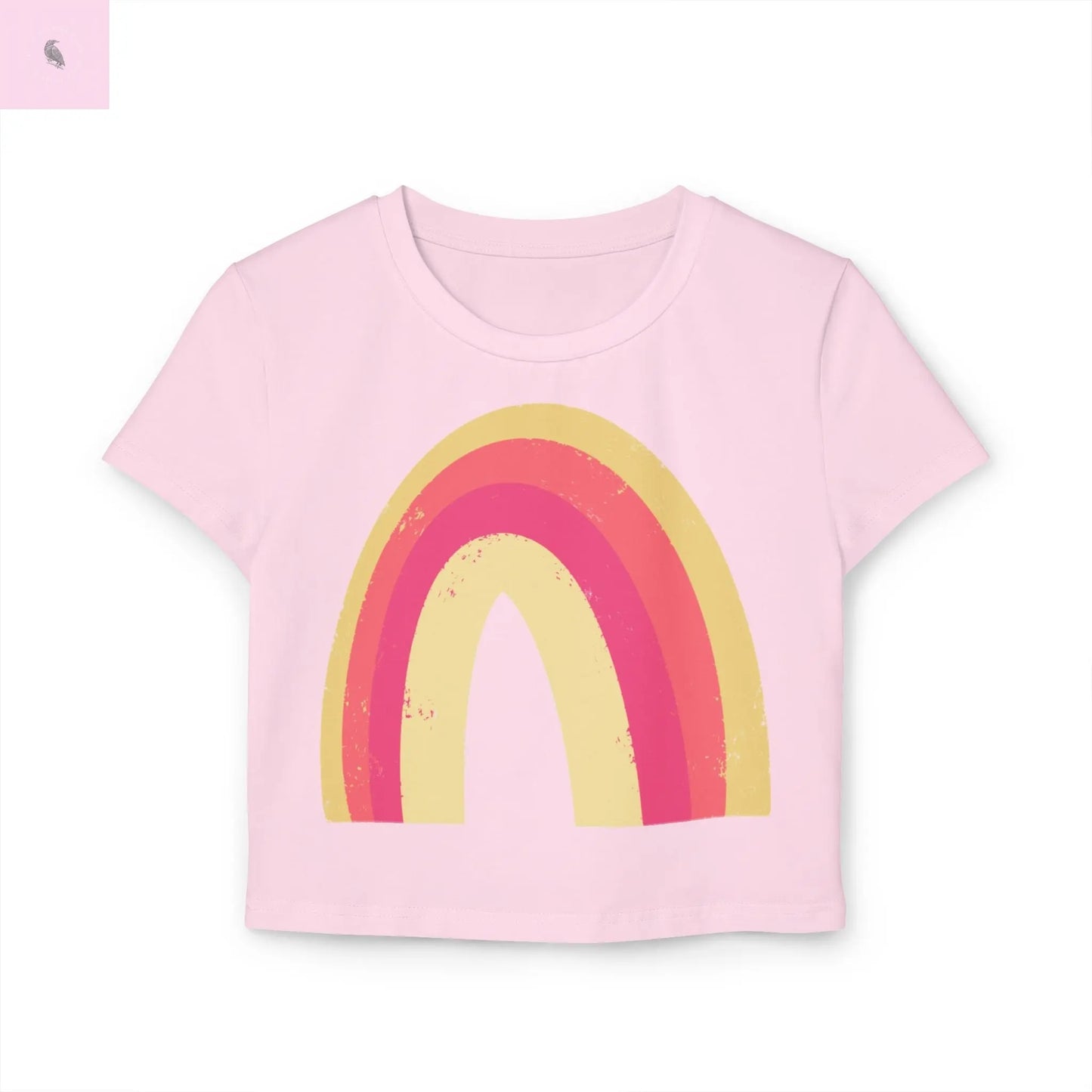 Rainbow Graphic Women's Baby Tee – Cute Casual Wear for Spring & Summer The flirty crow