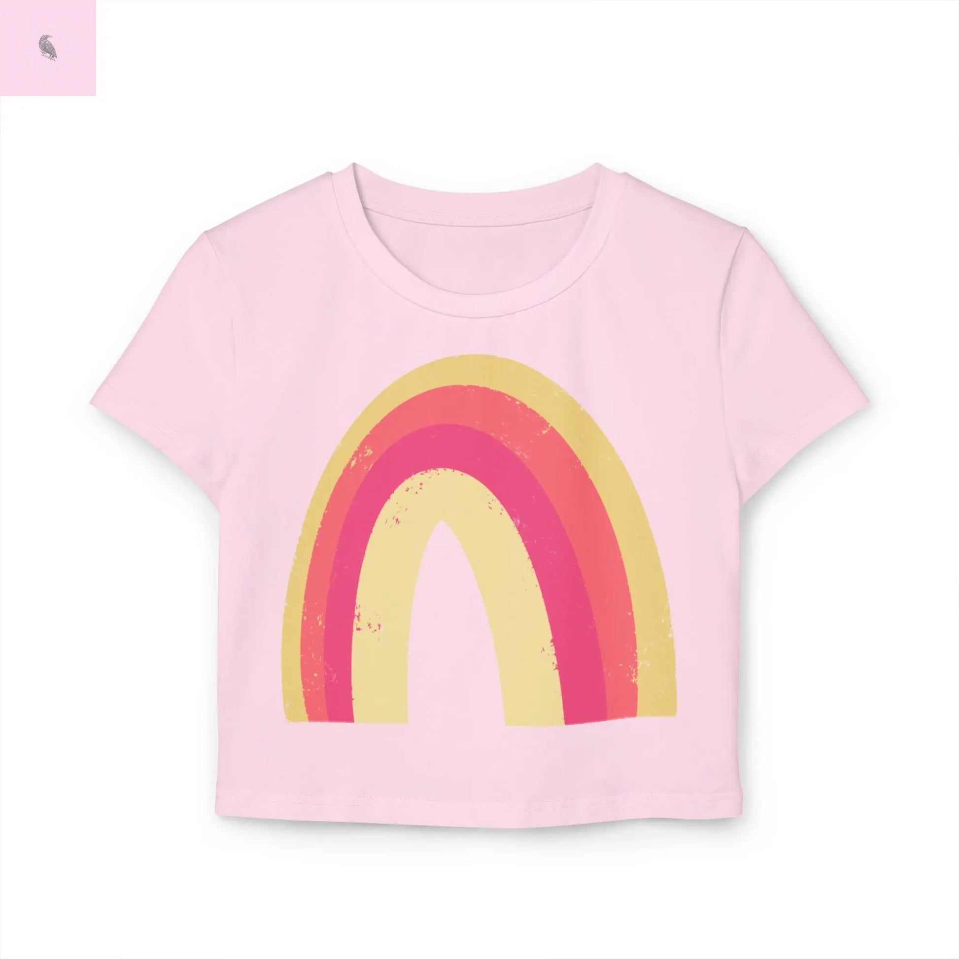 Rainbow Graphic Women's Baby Tee – Cute Casual Wear for Spring & Summer The flirty crow
