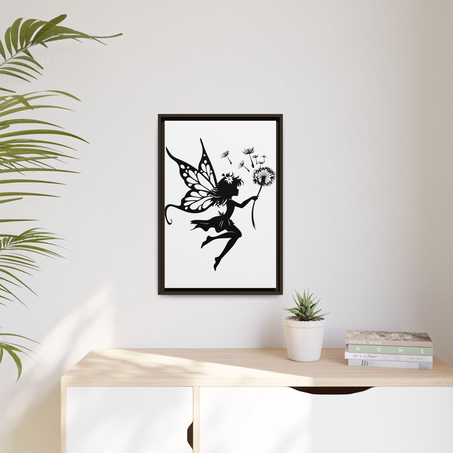 Framed Canvas Fairy Art, whimsical wall decor, nursery room art, gift for her - The flirty crow
