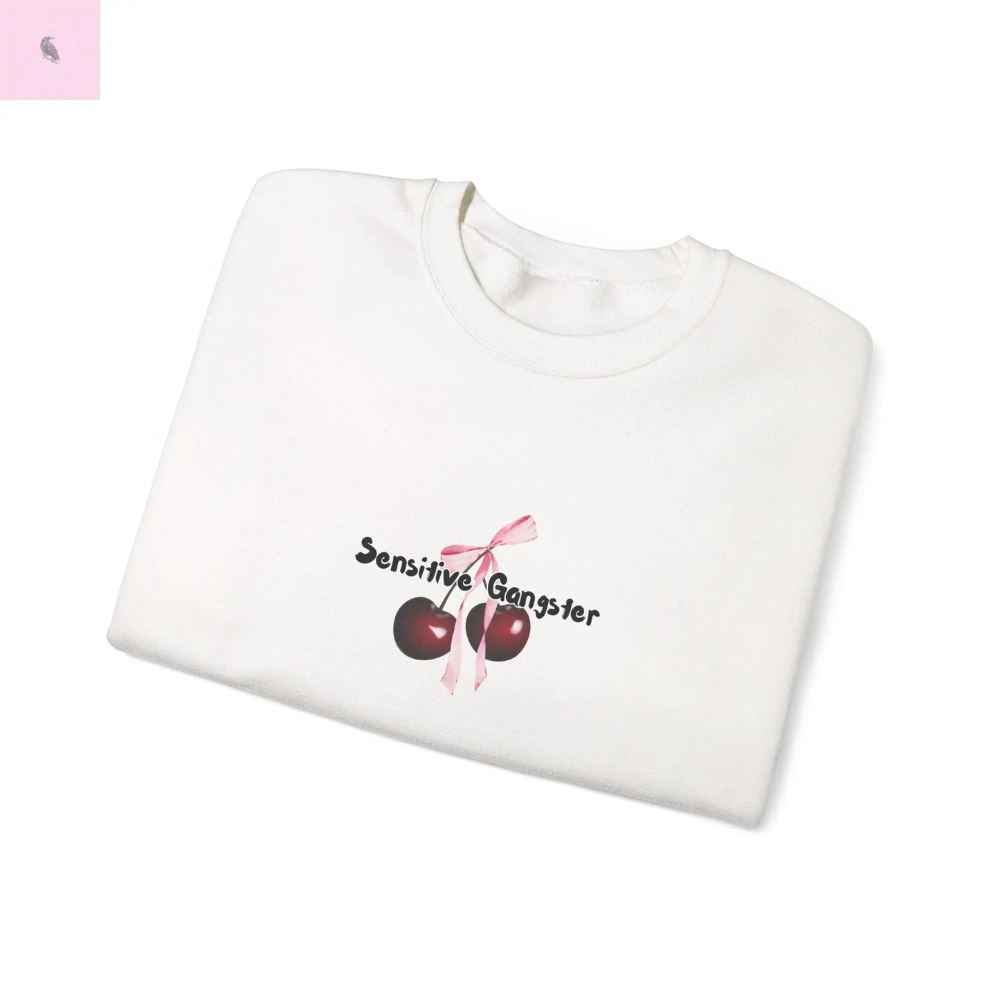 Sensitive Gangster Sweatshirt, Coquette cherries crewneck, Cozy Unisex sweatshirt, Gift for Friends, Casual Wear, Comfortable Fashion, The flirty crow