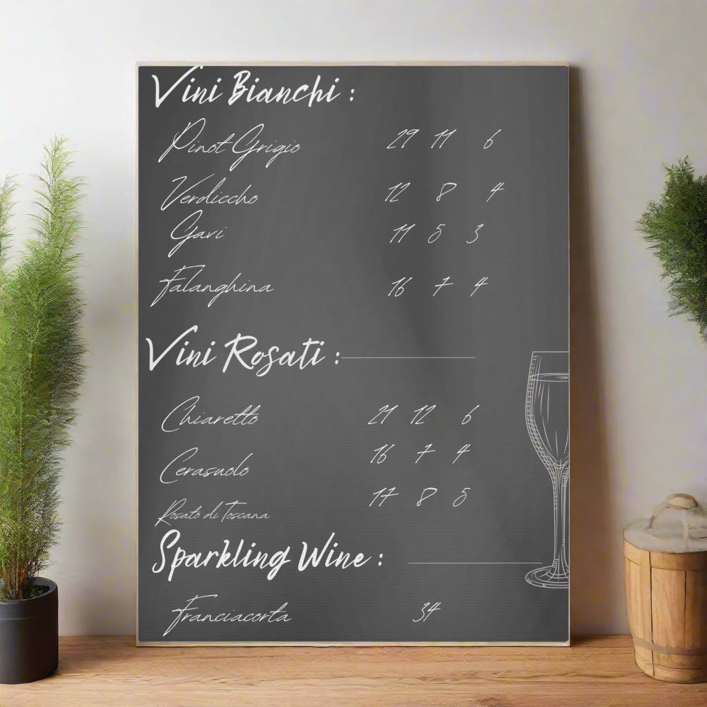 Chalkboard Wine Menu, Italian wine Canvas Art, Bar Decor, Wine List Wall Art, Kitchen Decor, Wine Lover Gift, Italian wine lover Printify