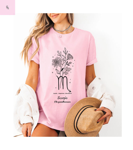 Scorpio birth flower T-Shirt for Astrology Lovers The flirty crow