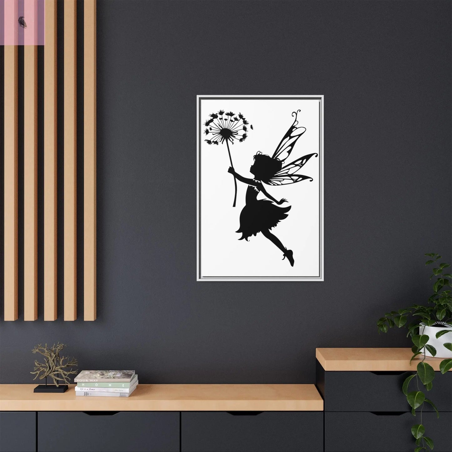 Framed canvas Fairy Silhouette Wall Art, Fairy lover Home Decor, Whimsical Framed Canvas, Fairy Gift, Kids Room Decoration, Nursery Art The flirty crow