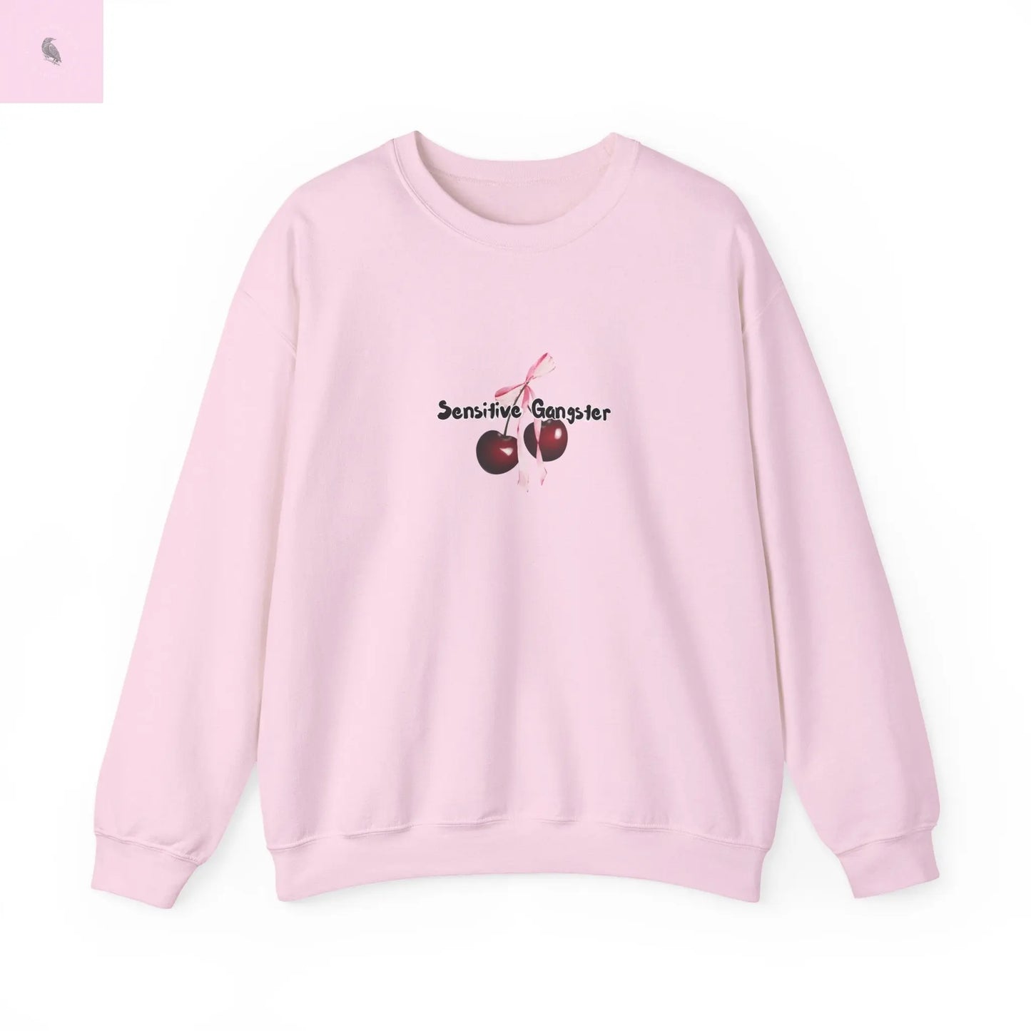 Sensitive Gangster Sweatshirt, Coquette cherries crewneck, Cozy Unisex sweatshirt, Gift for Friends, Casual Wear, Comfortable Fashion, The flirty crow