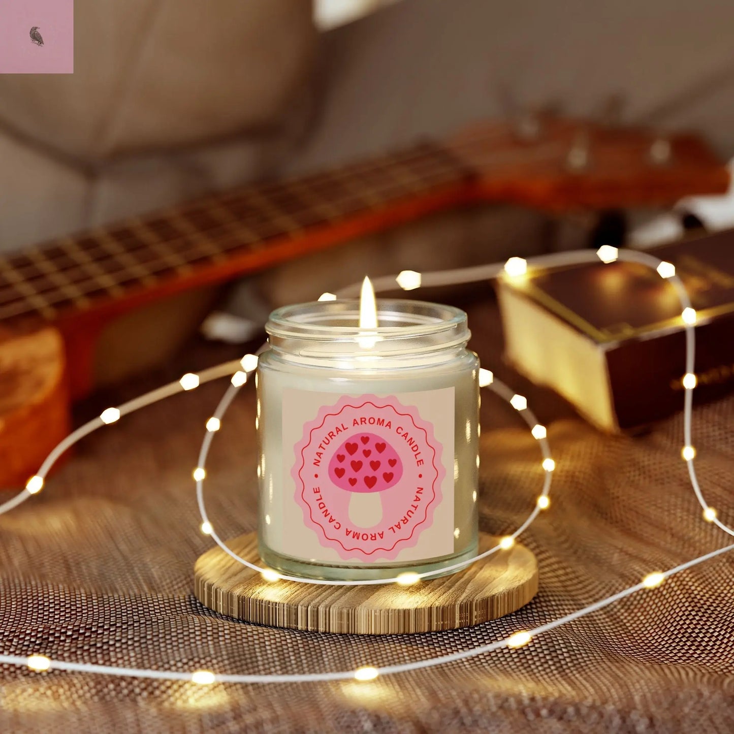 Mushroom retro Scented Candles, Coconut Apricot Wax (4oz, 9oz) the flirty crow