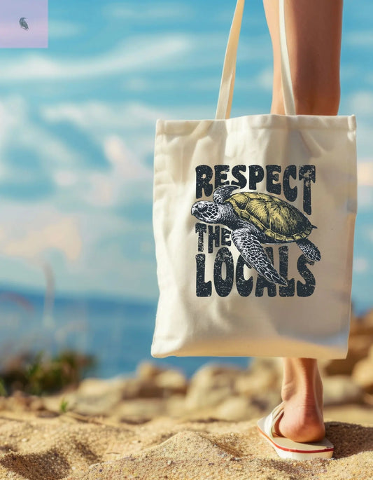 Cotton Canvas Tote Bag Respect the locals the flirty crow