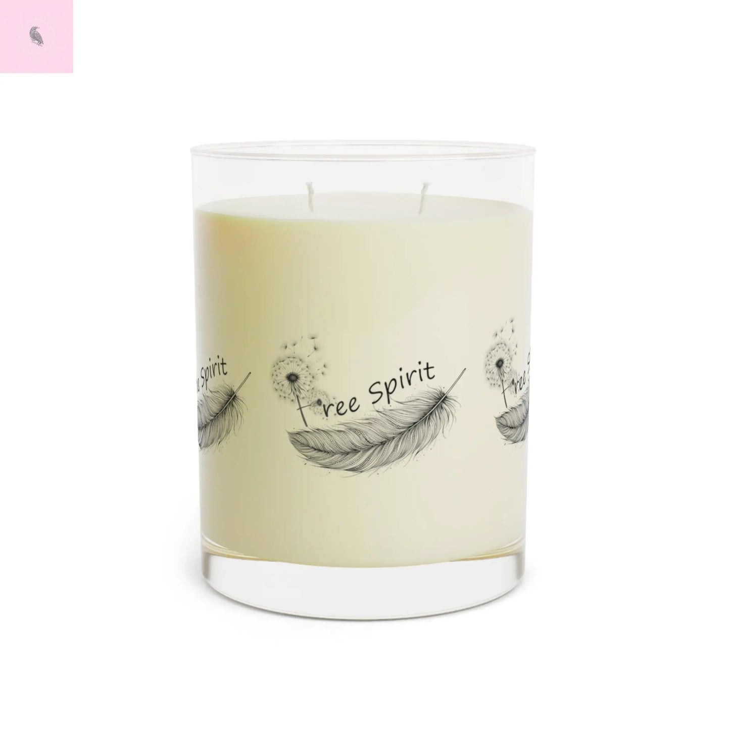 free spirit. Glass 11 oz soy wax feather candle the flirty crow