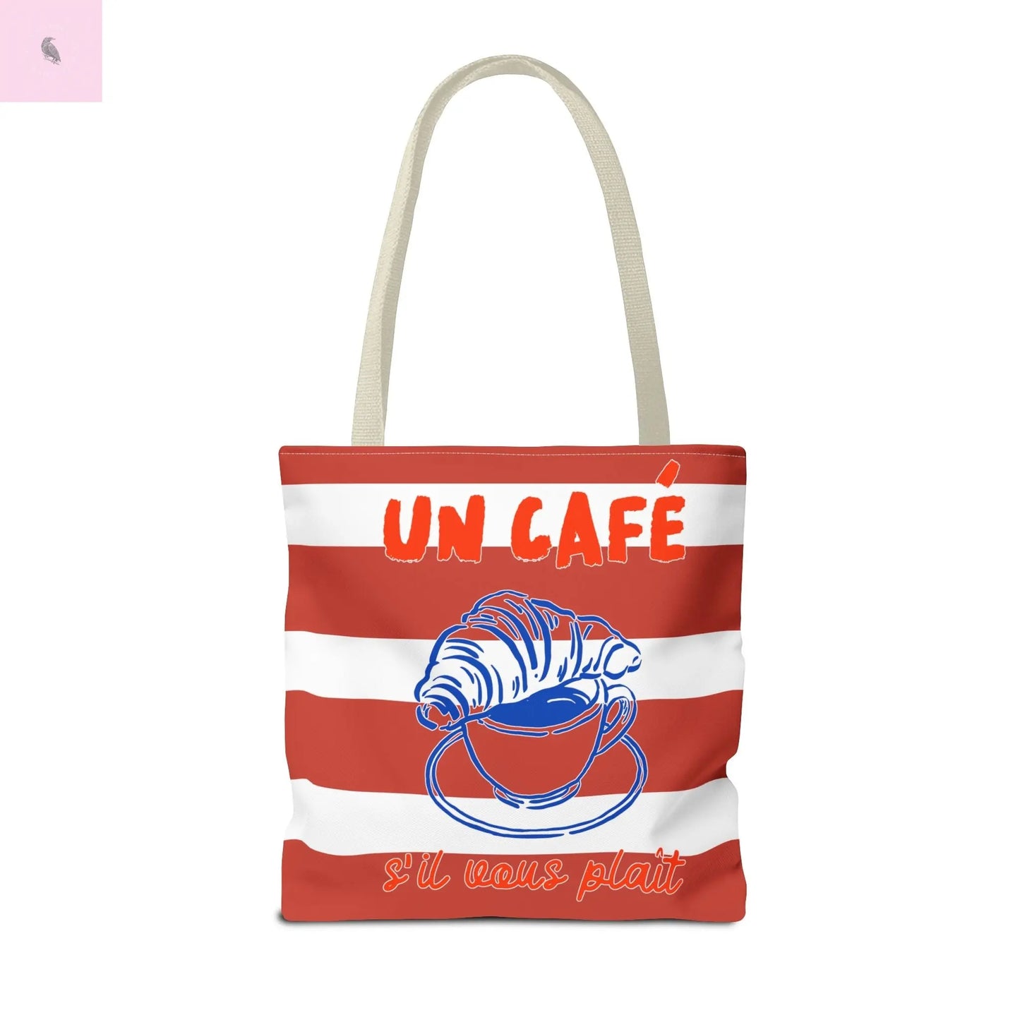 Café Tote Bag, Coffee Lover's bag, Croissant lover, Gift for her, Grocery tote, farmers market , Traveler gift, Artisan Design The flirty crow
