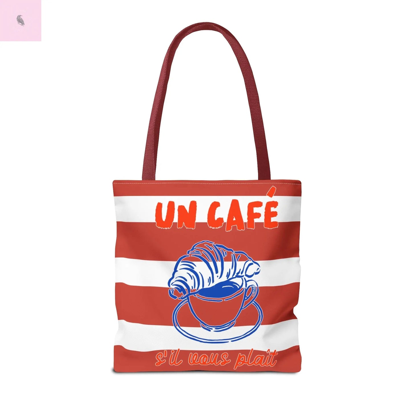 Café Tote Bag, Coffee Lover's bag, Croissant lover, Gift for her, Grocery tote, farmers market , Traveler gift, Artisan Design The flirty crow