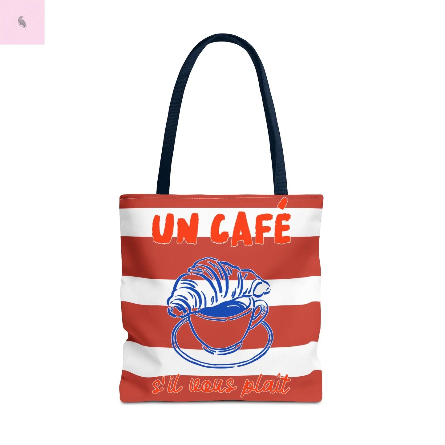 Café Tote Bag, Coffee Lover's bag, Croissant lover, Gift for her, Grocery tote, farmers market , Traveler gift, Artisan Design The flirty crow