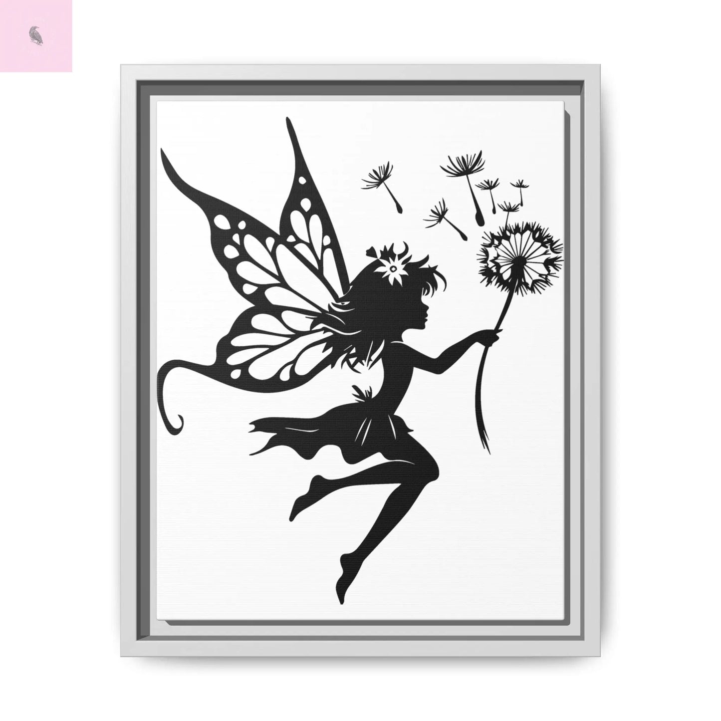 Framed Canvas Fairy Art, whimsical wall decor, nursery room art, gift for her The flirty crow