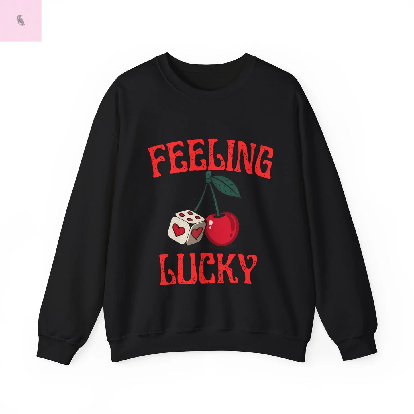 Lucky Cherries Sweatshirt, Feeling Lucky Unisex Crewneck, Lucky Charm Jumper, Casino Lover Gift, Gambling Apparel, Cherry Print Pullover the flirty crow