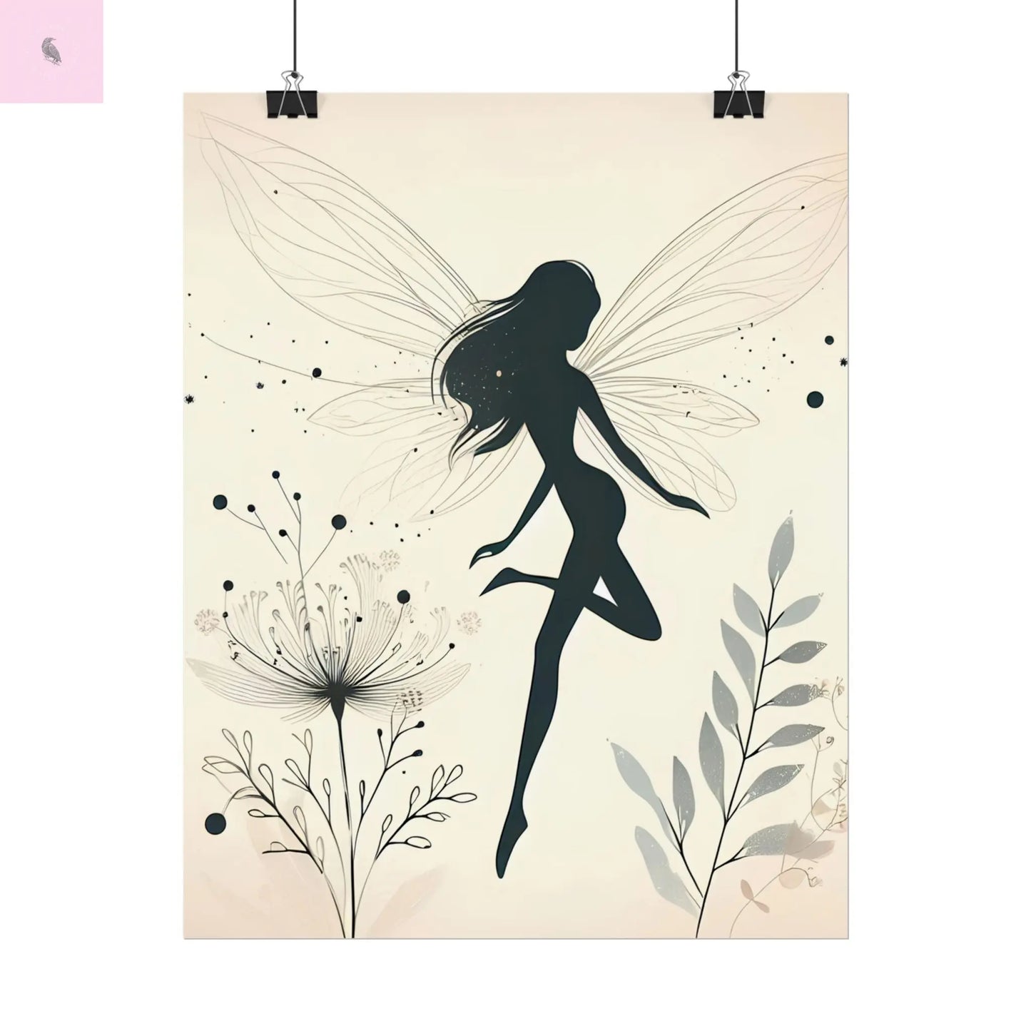 Elegant Fairy Silhouette Rolled Poster - Enchanting Wall Art for Home Decor - The flirty crow