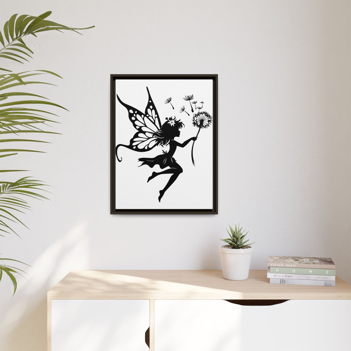 Framed Canvas Fairy Art, whimsical wall decor, nursery room art, gift for her - The flirty crow
