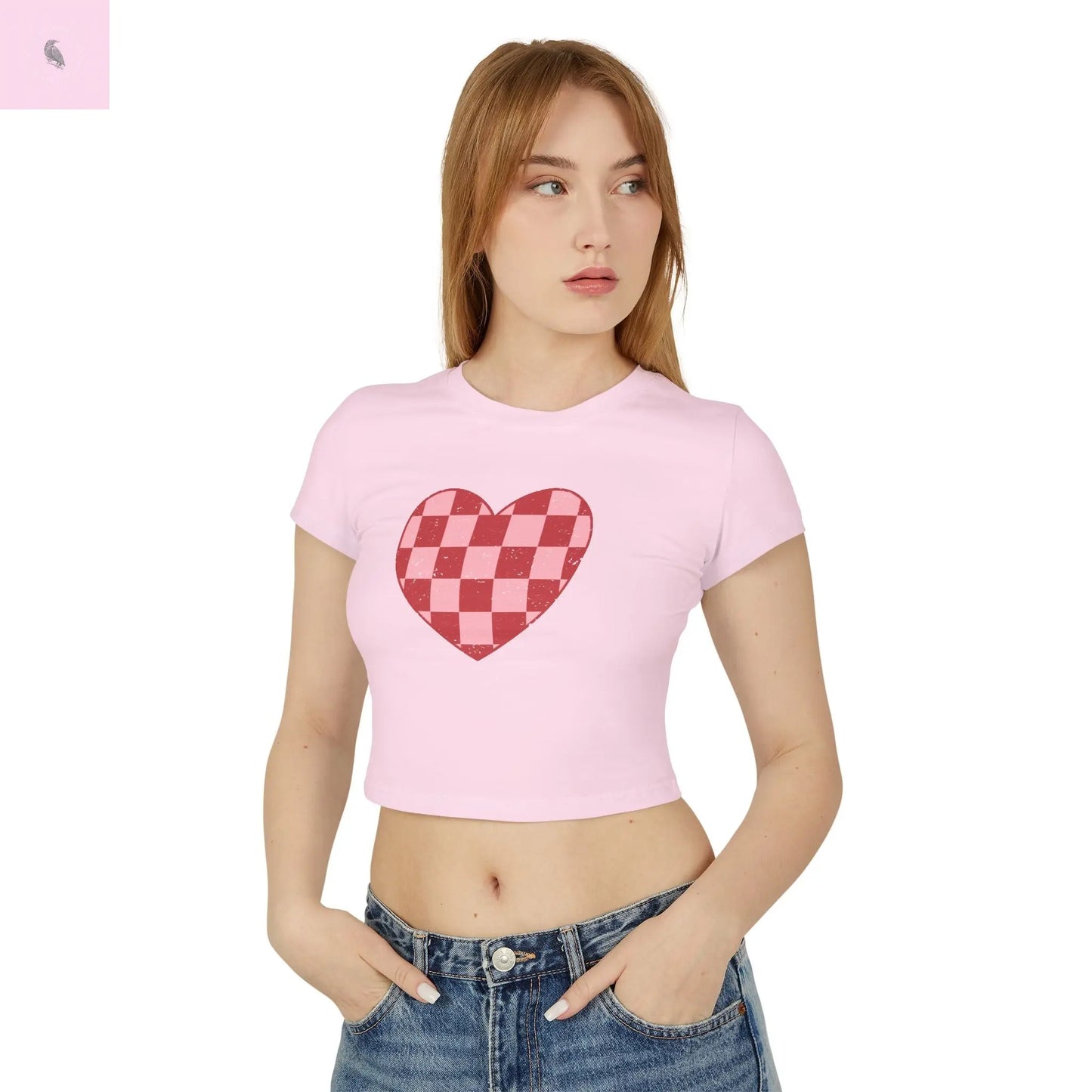 Checkered Heart Women's Baby Tee - Cute & Casual Love Shirt The flirty crow