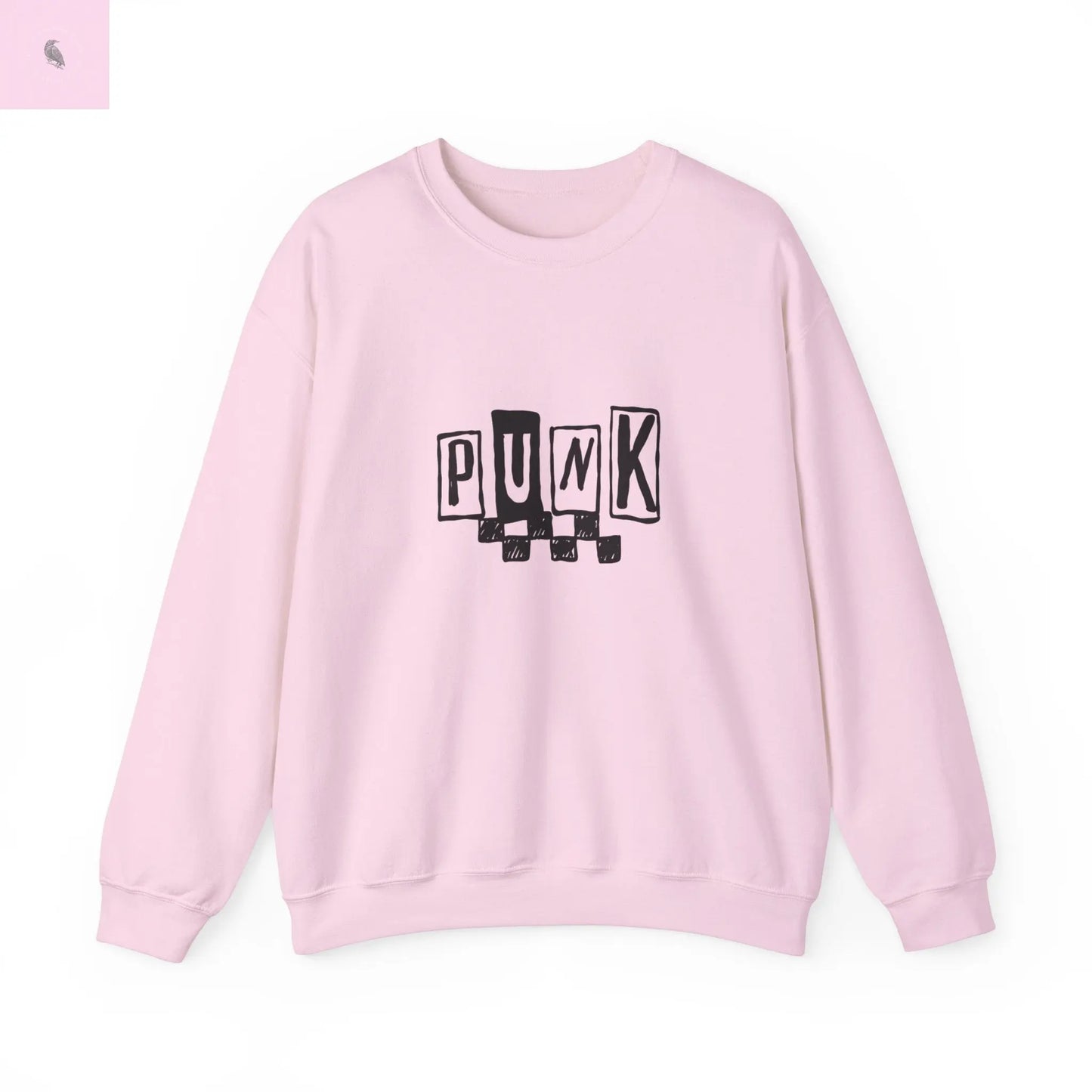 Punk Rock Sweatshirt, Trendy Crewneck unisex Fun Cotton Pullover, Cozy Streetwear Sweater, Soft Quality Grunge Top the flirty crow