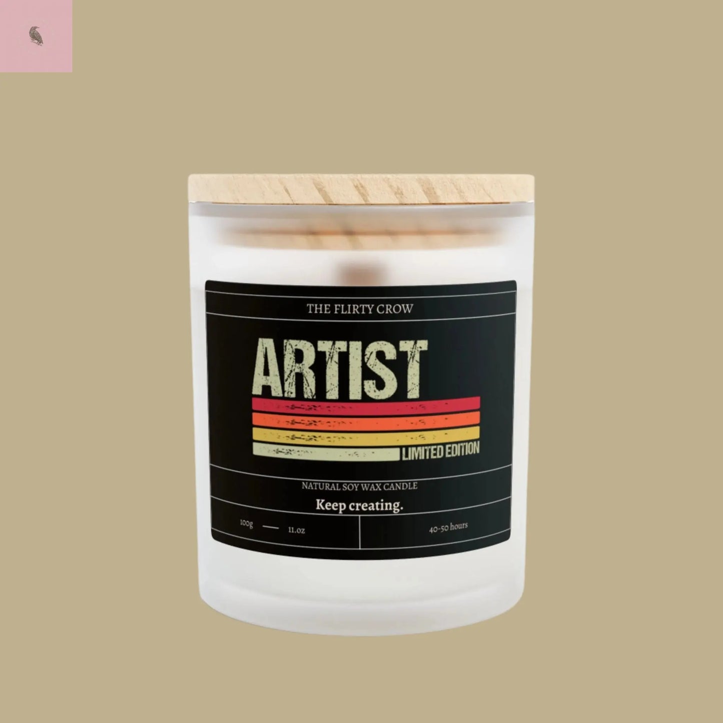 Artist Soy Candle - Limited Edition 11oz - Keep Creating The flirty crow