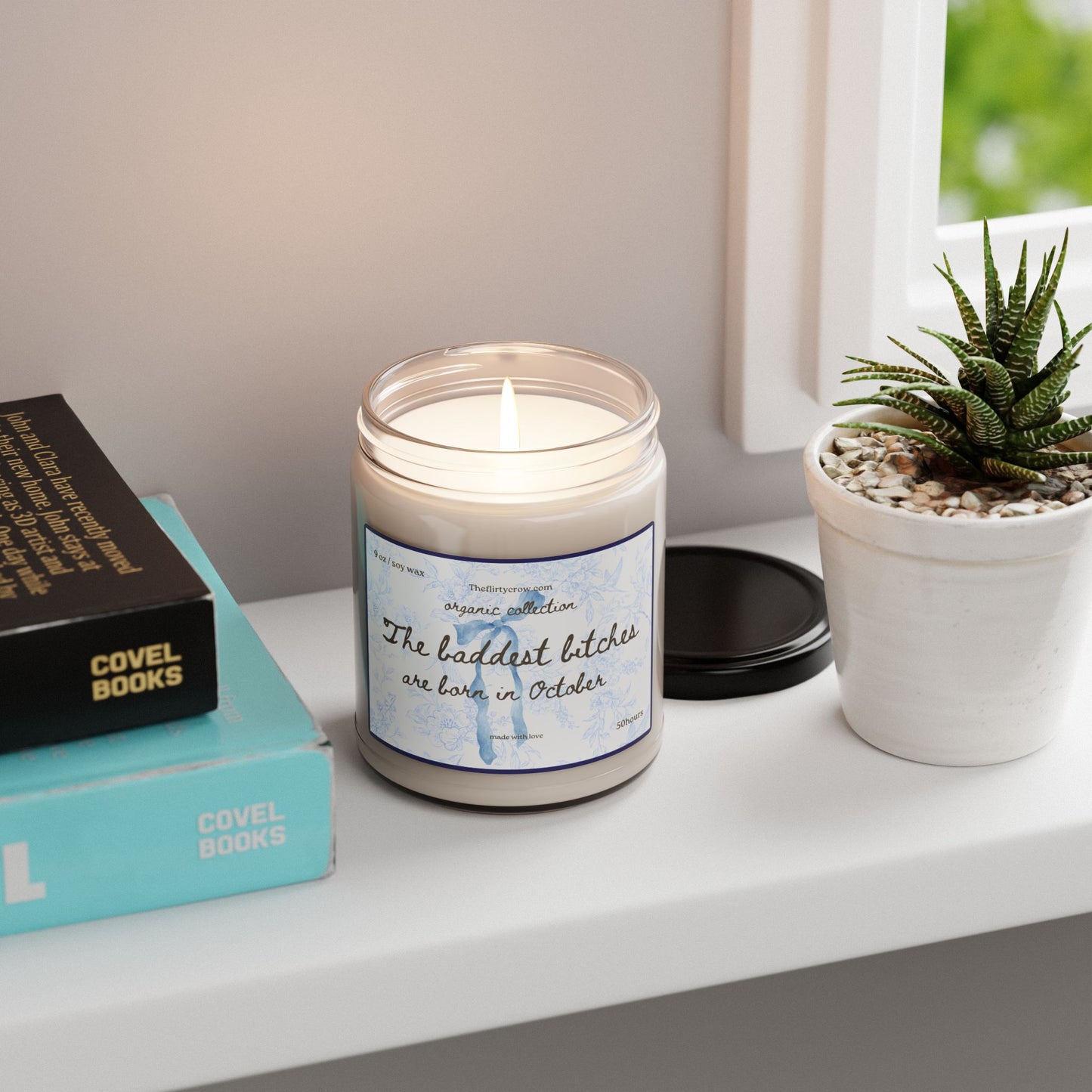 October Birthday Soy Candle, 9oz glass candle, Gift for her, coquette style, home decor, birthday gift