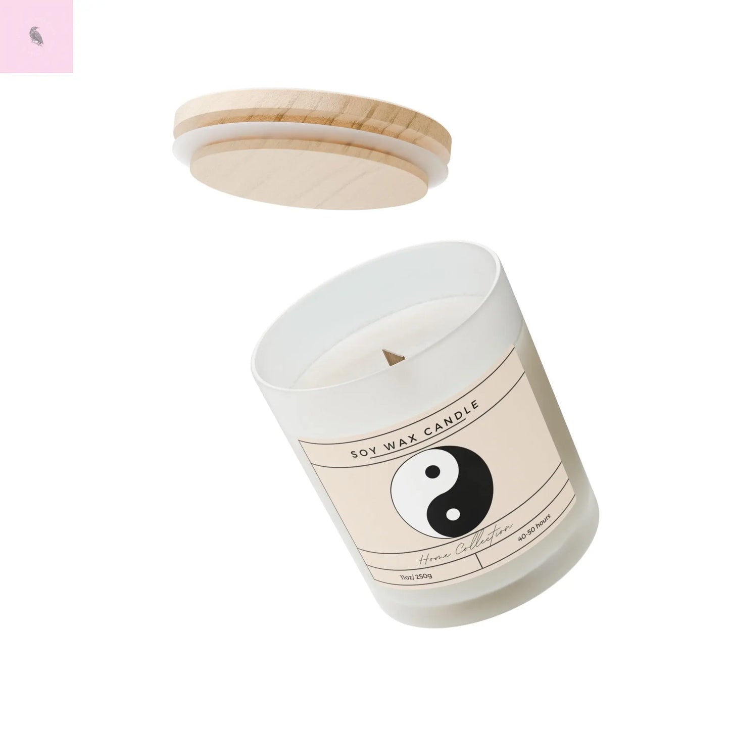 Yin Yang Soy Wax Candle - 11oz Frosted Glass Decor The flirty crow