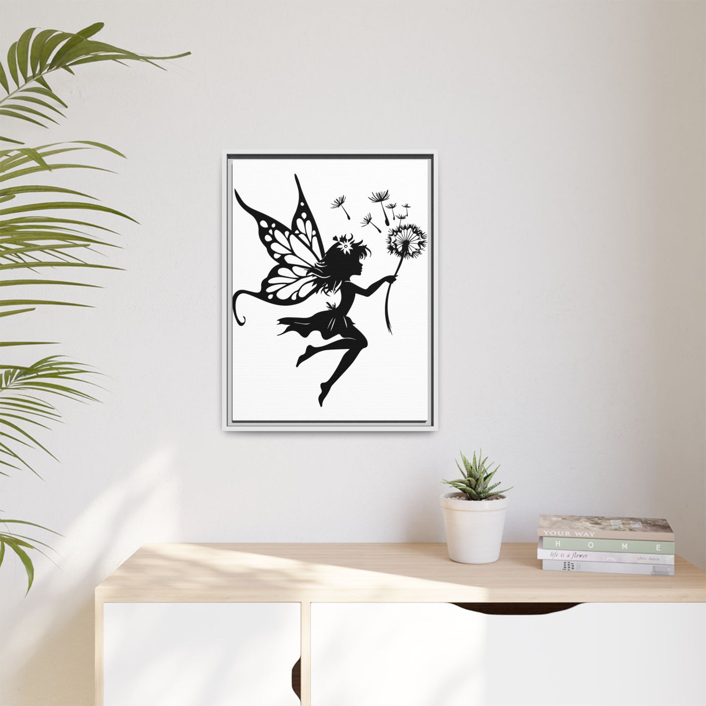 Framed Canvas Fairy Art, whimsical wall decor, nursery room art, gift for her - The flirty crow