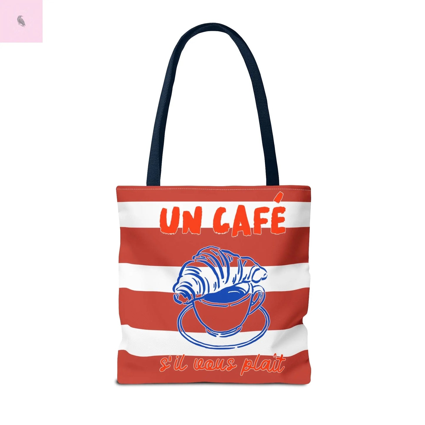 Café Tote Bag, Coffee Lover's bag, Croissant lover, Gift for her, Grocery tote, farmers market , Traveler gift, Artisan Design The flirty crow