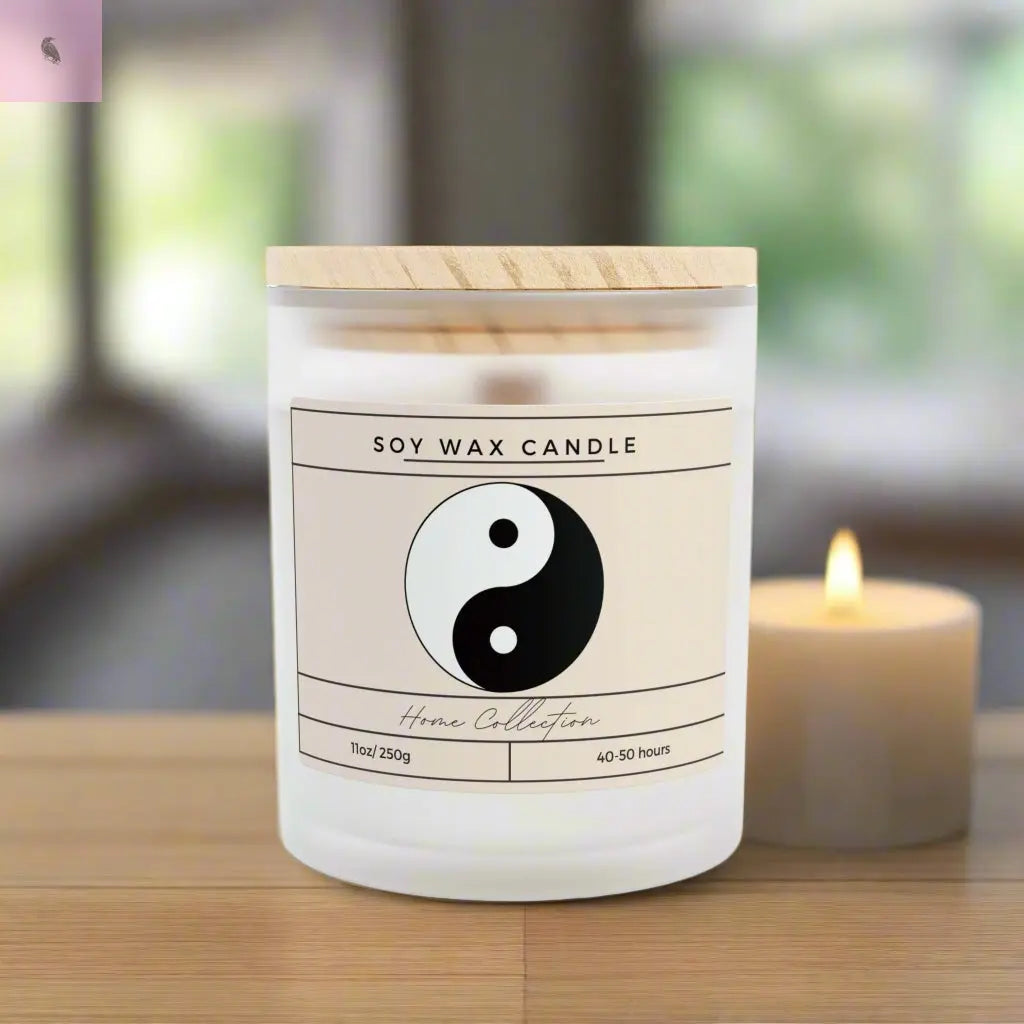 Yin Yang Soy Wax Candle - 11oz Frosted Glass Decor The flirty crow