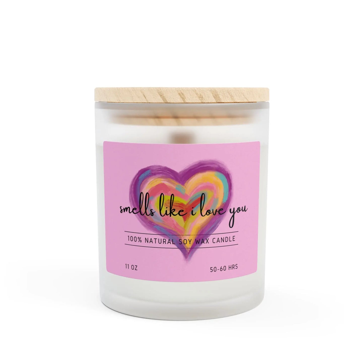 Hand Painted Heart Frosted Glass Candle, 11oz the flirty crow