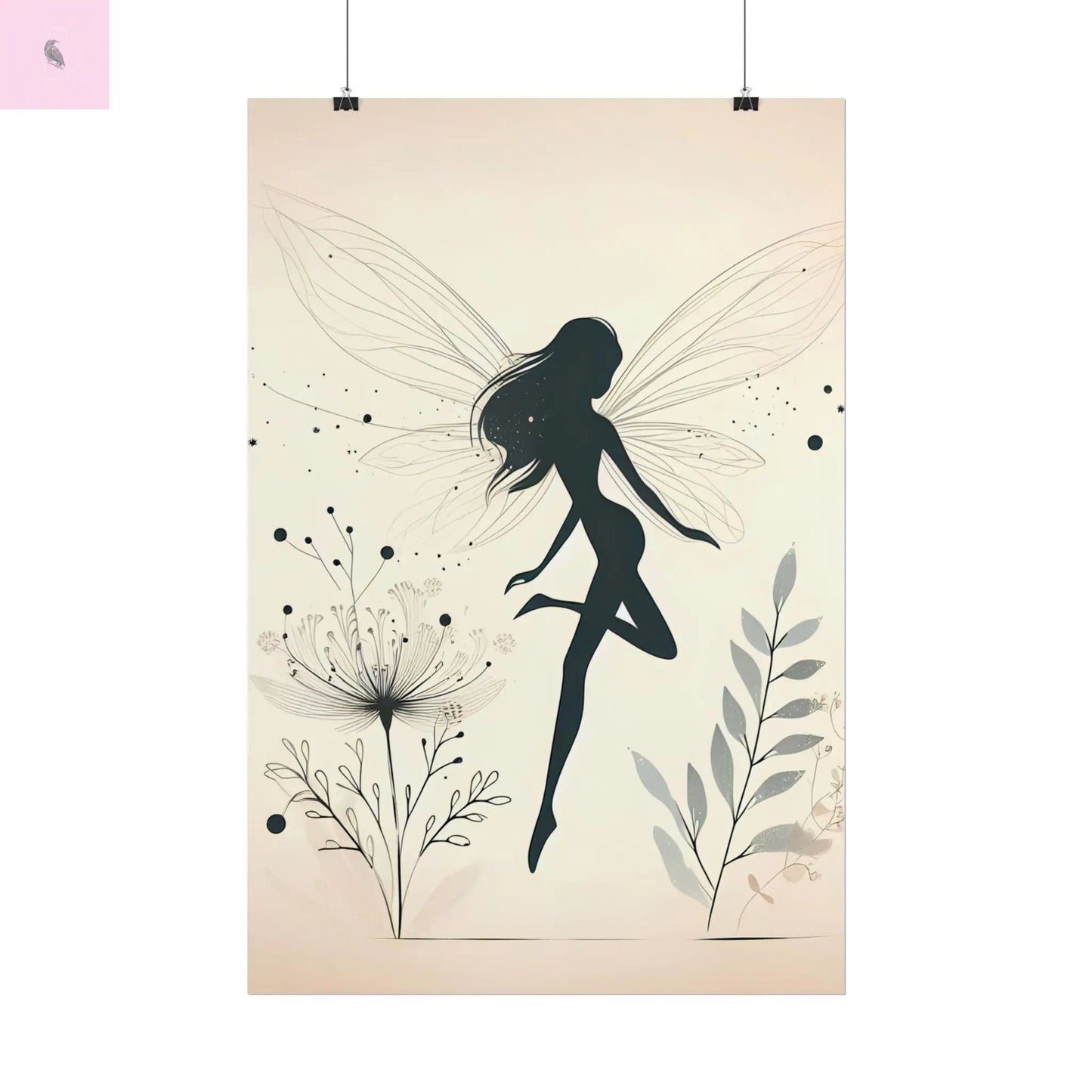 Elegant Fairy Silhouette Rolled Poster - Enchanting Wall Art for Home Decor - The flirty crow