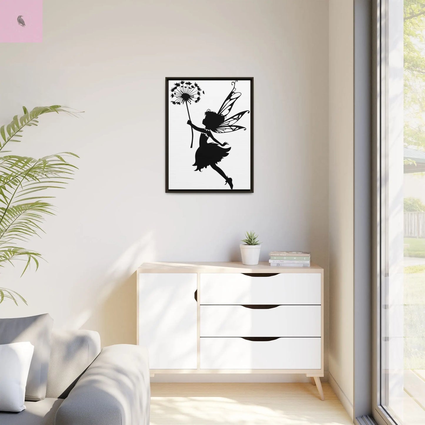 Framed canvas Fairy Silhouette Wall Art, Fairy lover Home Decor, Whimsical Framed Canvas, Fairy Gift, Kids Room Decoration, Nursery Art The flirty crow