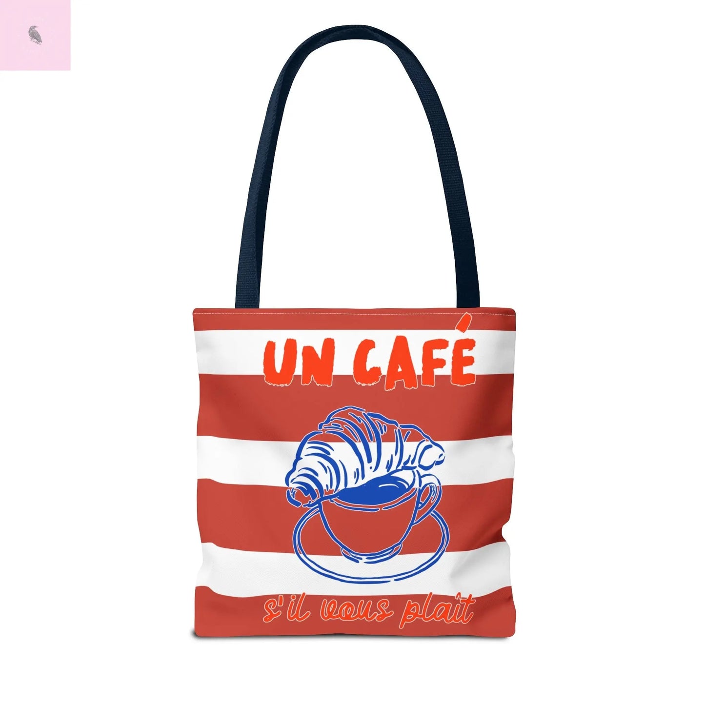 Café Tote Bag, Coffee Lover's bag, Croissant lover, Gift for her, Grocery tote, farmers market , Traveler gift, Artisan Design The flirty crow